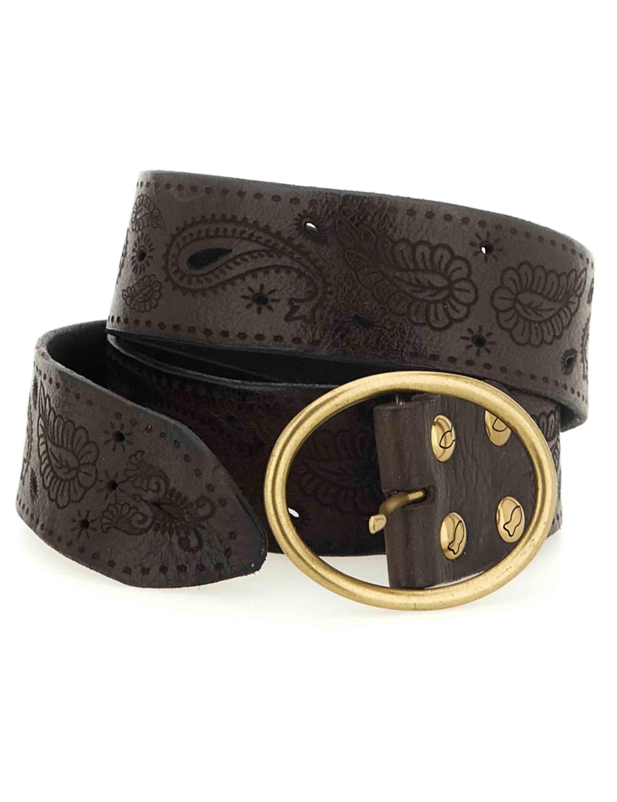 Cinture donna in pelle grigia con borchie oro C041430ND X2893 C0501 Campomaggi 