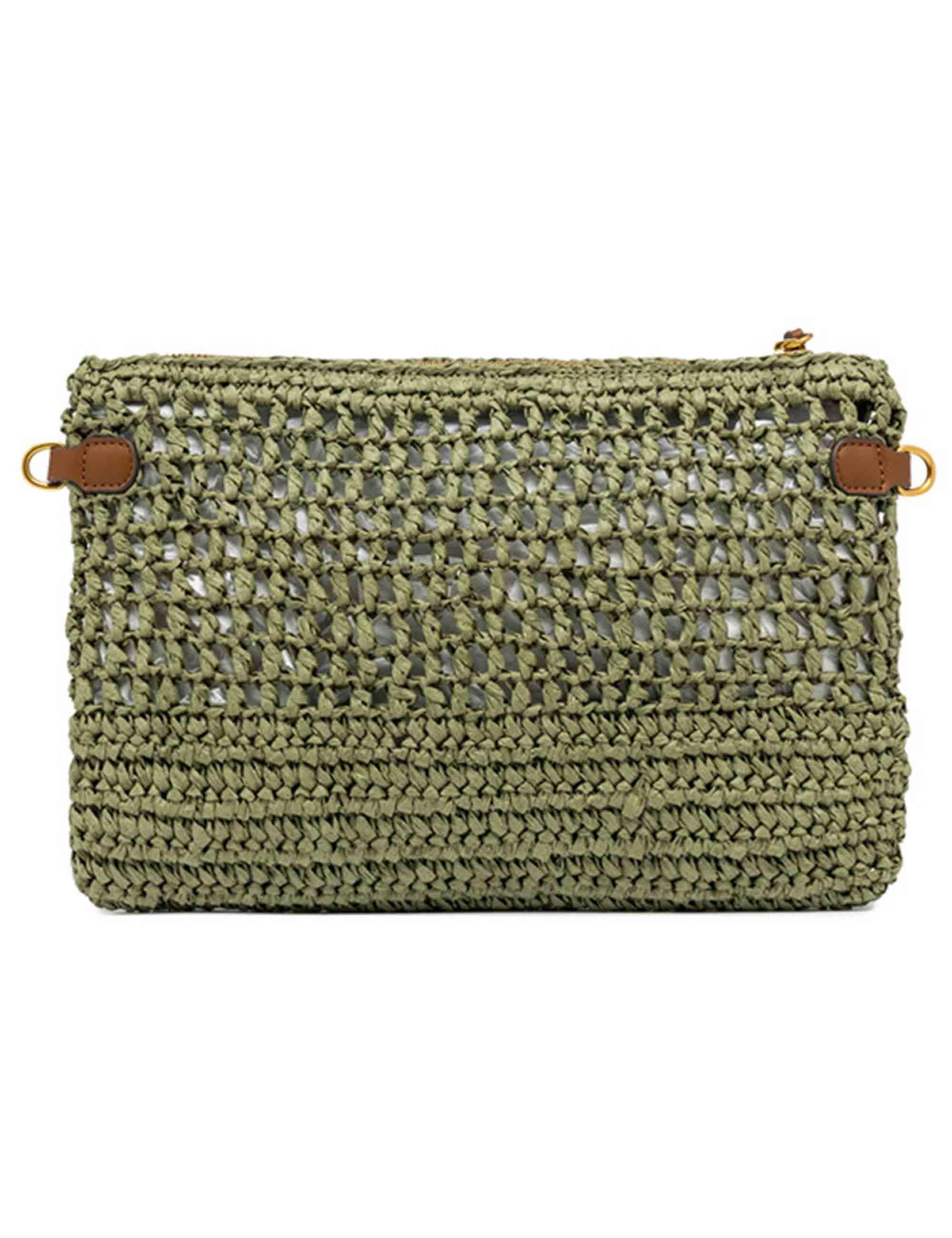 Borse donna Nefeli in rafia verde con tracolla in pelle in tono removibile BS11950 COMM STR-CRCH 11730 Gianni Chiarini 