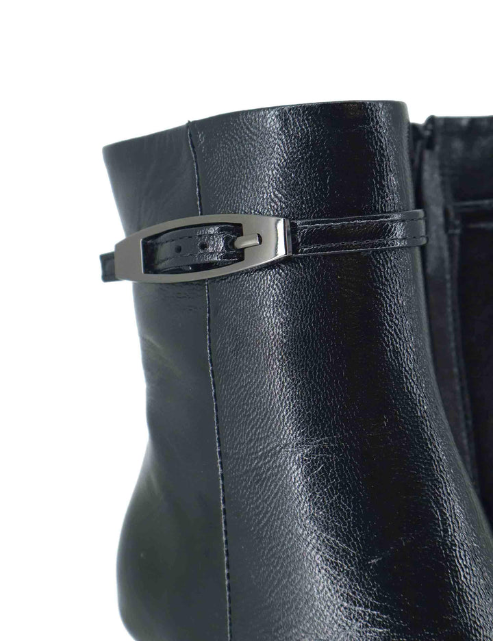 Stivaletti donna in pelle nera con tacco alto e punta a punta R787 001 Bianca Di 