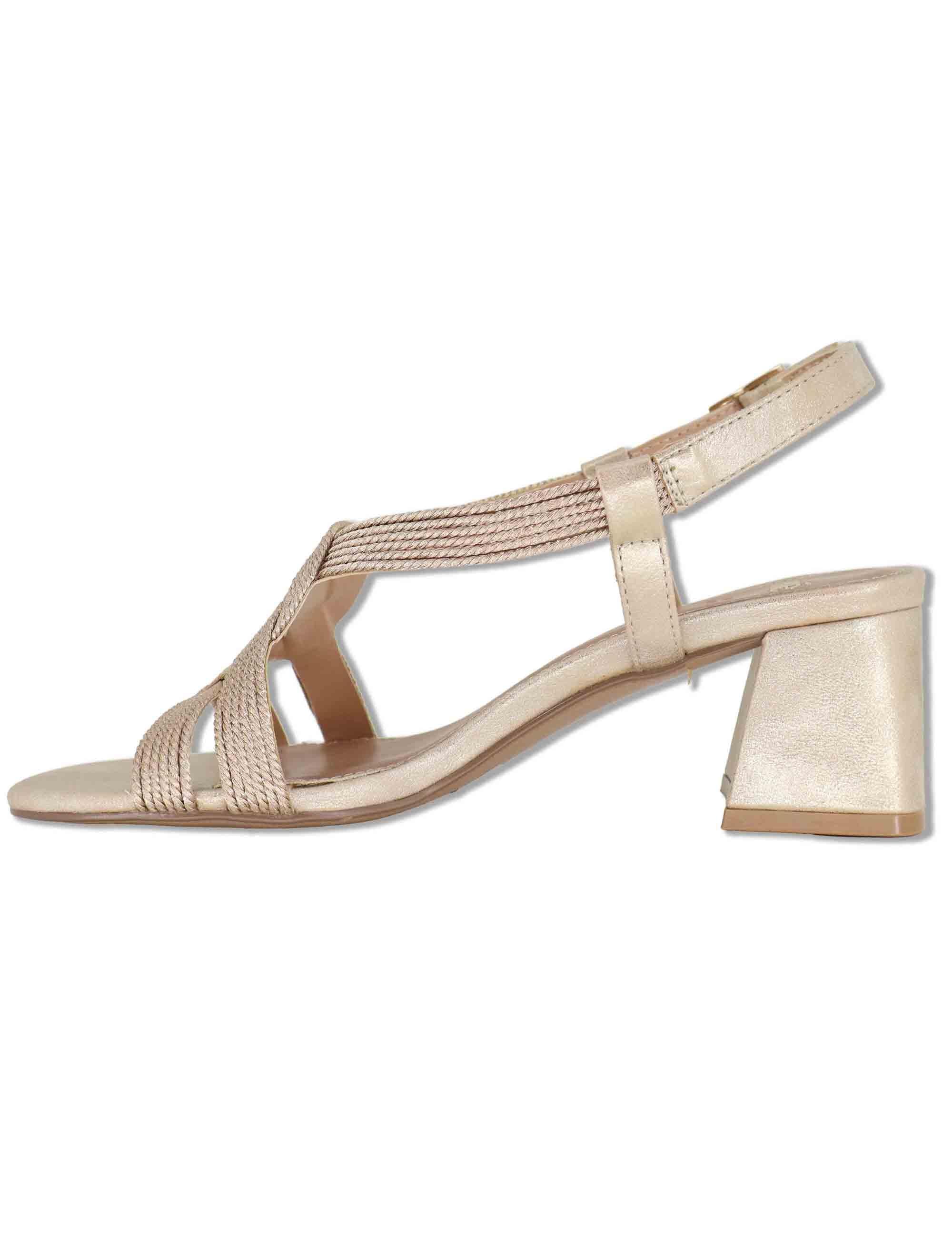 Sandali donna in tessuto cipria con cinturino posteriore e tacco medio W4700467 319N Exe 