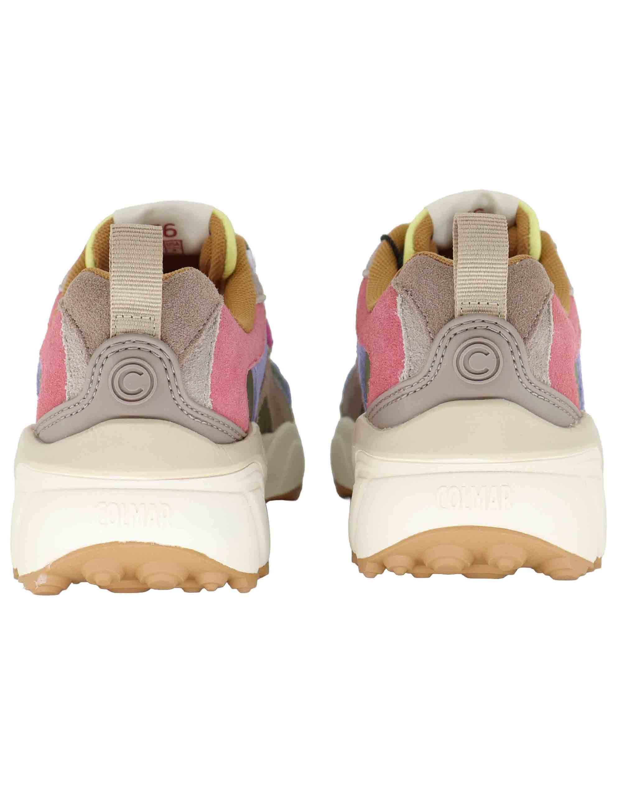 Sneakers donna in pelle e tessuto verde con suola alta GARNER FLASHY 125 Colmar 