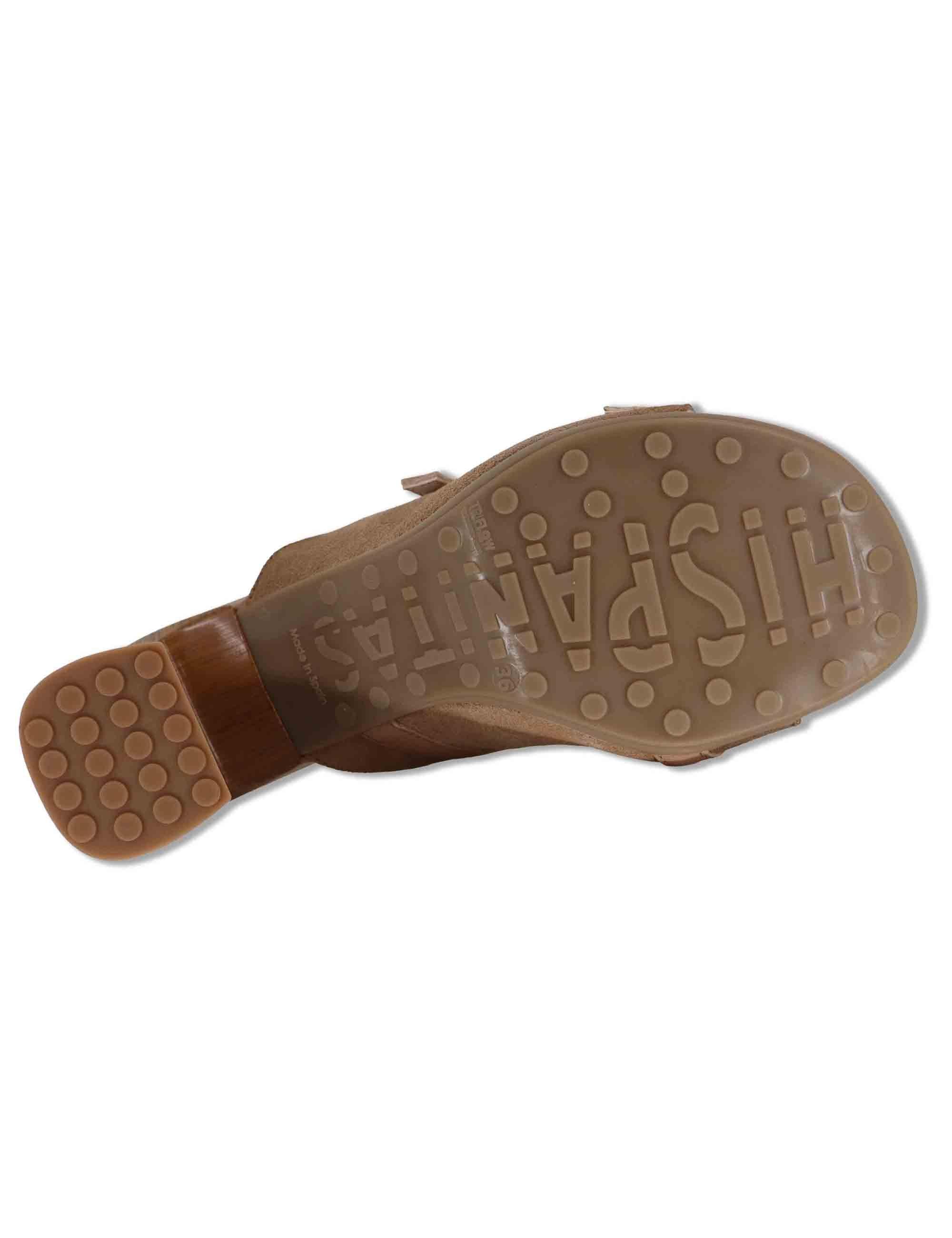 Sandali donna in pelle taupe con doppia fascia e tacco alto HV264803 ALMOND Hispanitas 