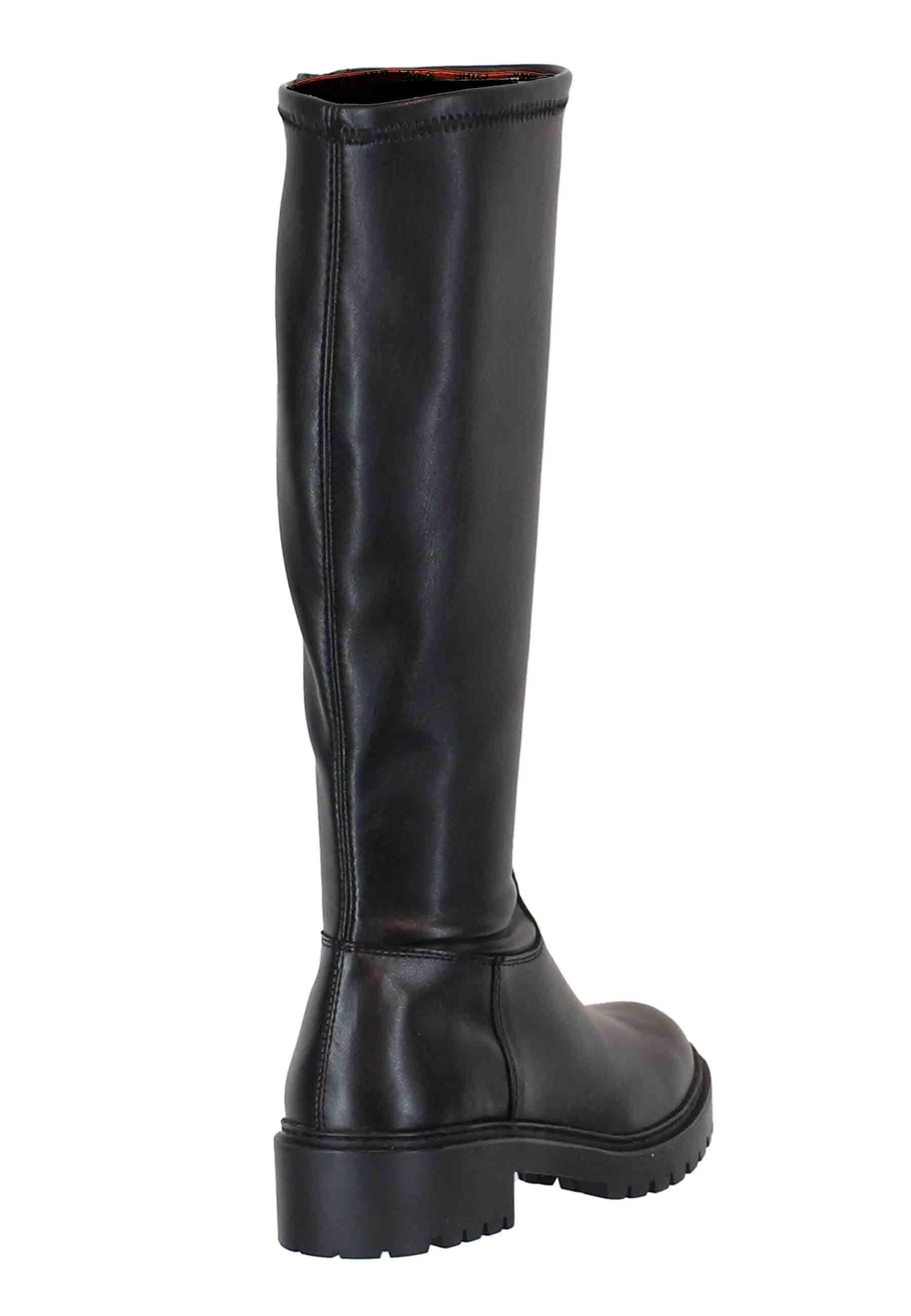 Stivali donna in pelle nera con suola carrarmato e punta tonda GINGER STB BLACK Unisa 