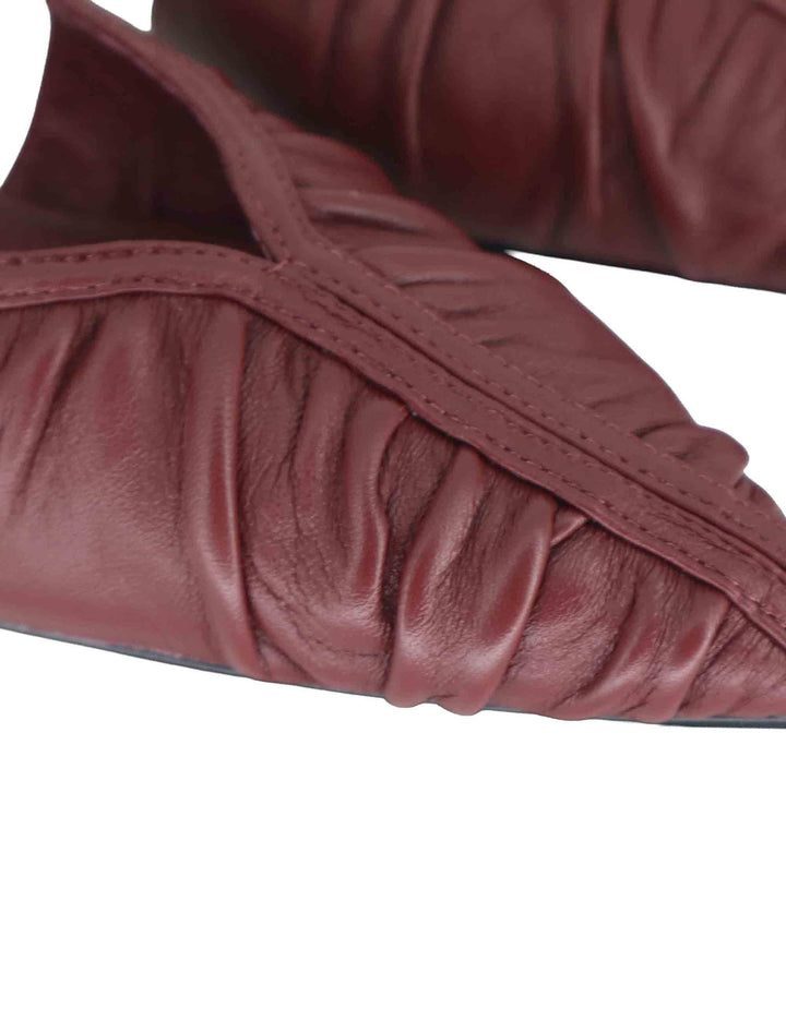 Decollete donna in pelle bordeaux plisse con tacco basso 596Z10VK 40 Bibi Lou 