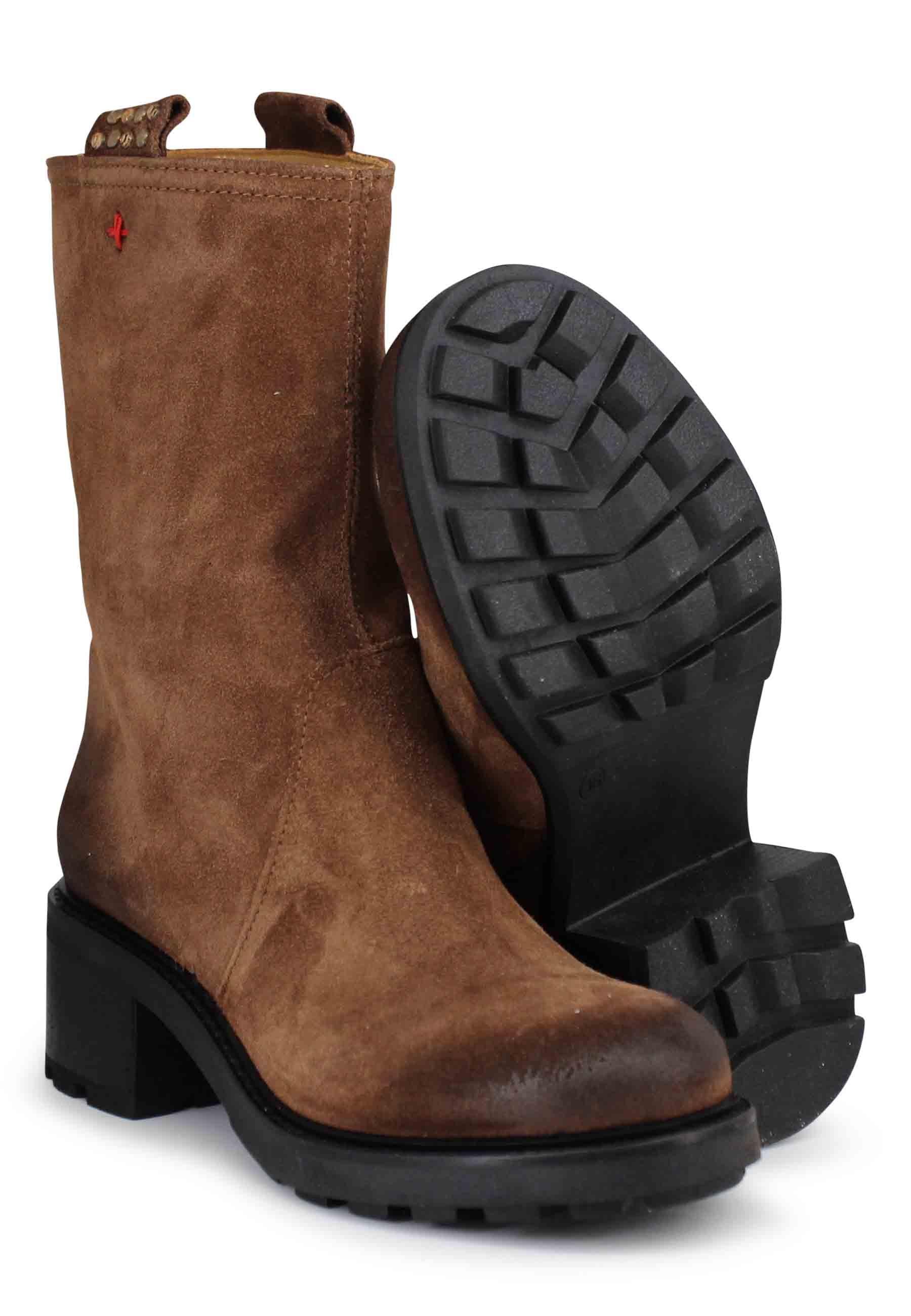 Stivaletti anfibi donna in camoscio vintage cuoio AFRA06 014 Gio + 