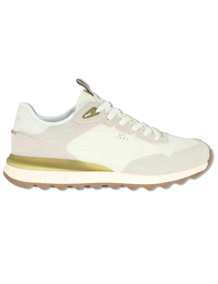Sneakers uomo Jara in pelle e nylon off white con suola leggera JM61020A 098 Jeep 