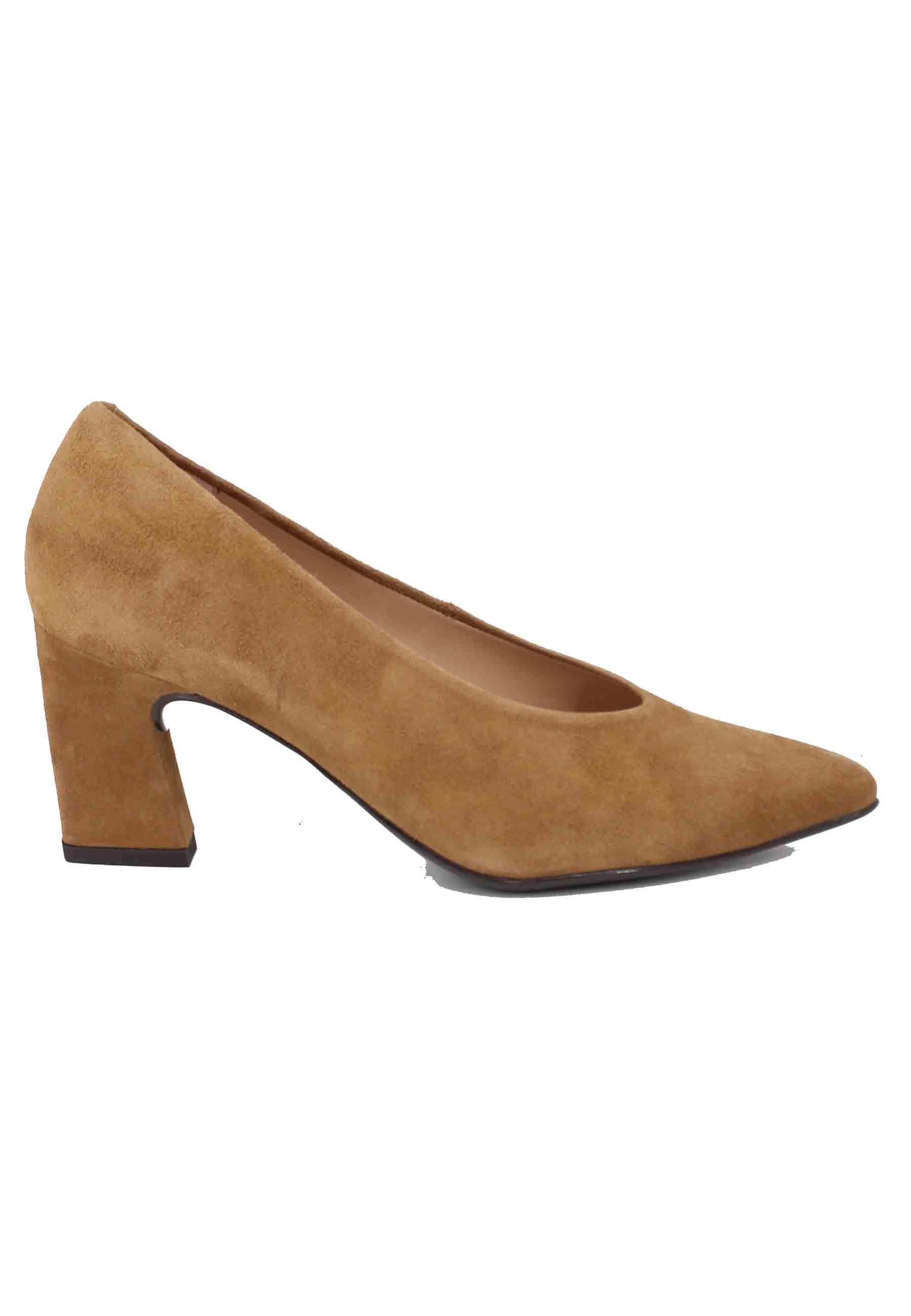 Decollete donna in camoscio cammello KRAMP KS DARK CAMEL Unisa 
