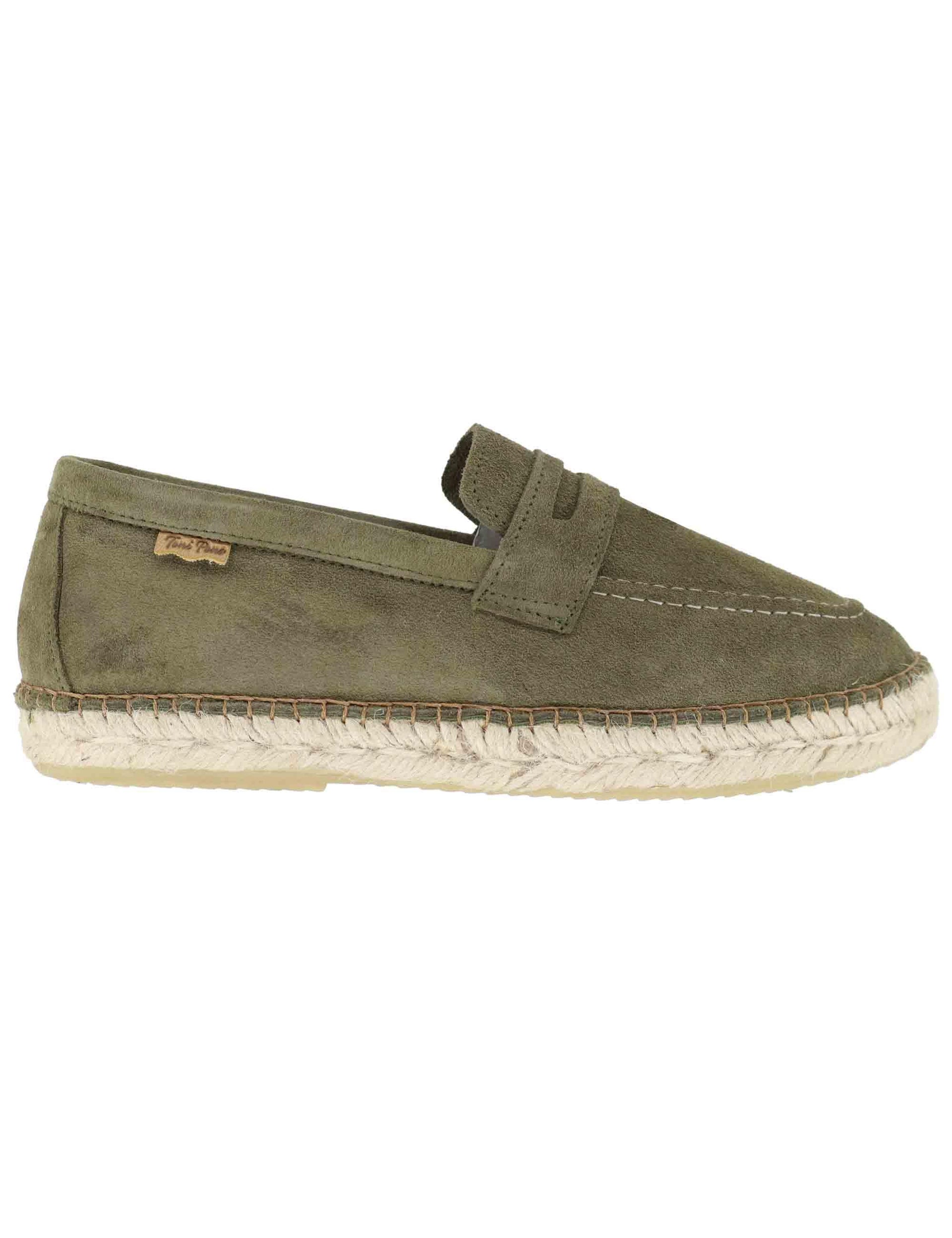 Mocassini espadrillas uomo in camoscio verde Benet Army Toni Pons 
