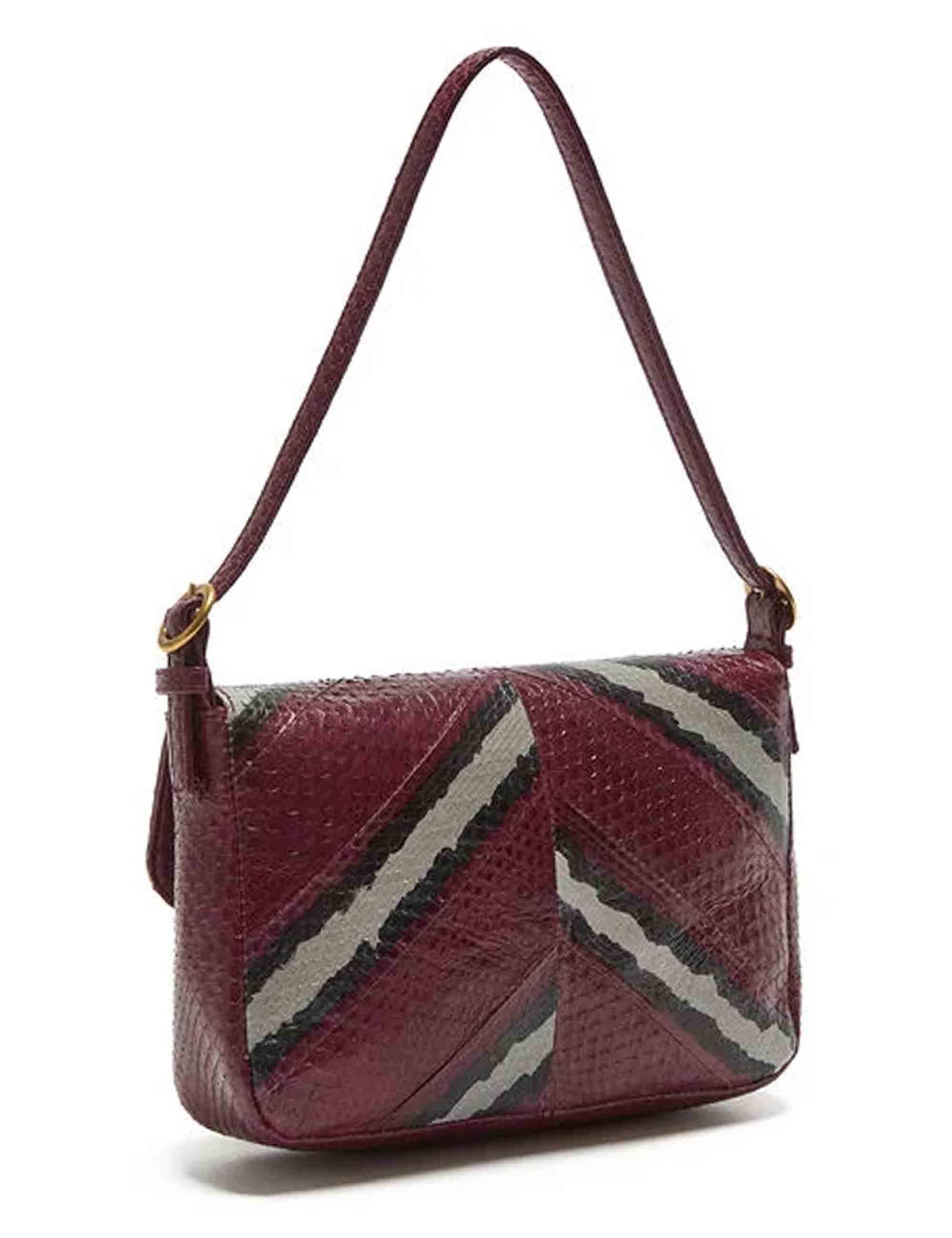 Borse donna Exotic Stripes in pelle viola con tracolla e nappine BF001301556 50B99 Maliparmi 