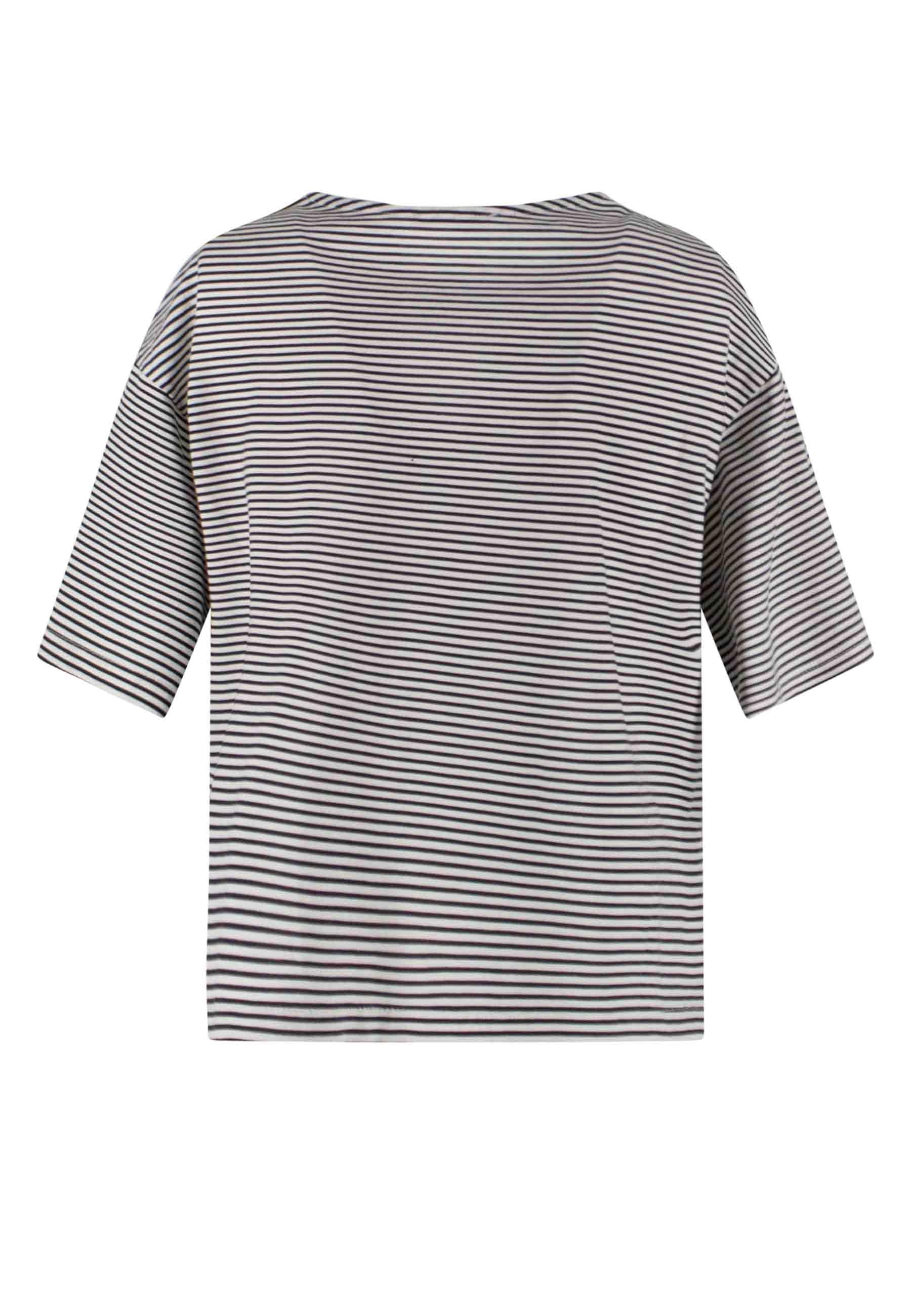 T-shirt Donna TITA: Cotone Bianco e Nero a Righe - TreBarraBi