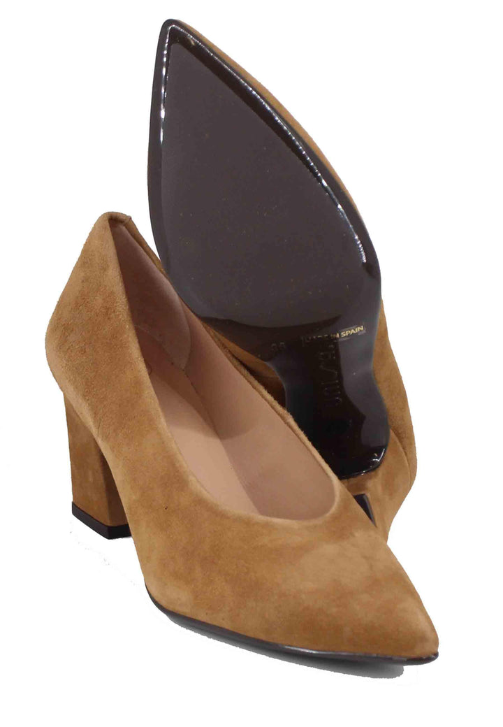 Decollete donna in camoscio cammello KRAMP KS DARK CAMEL Unisa 