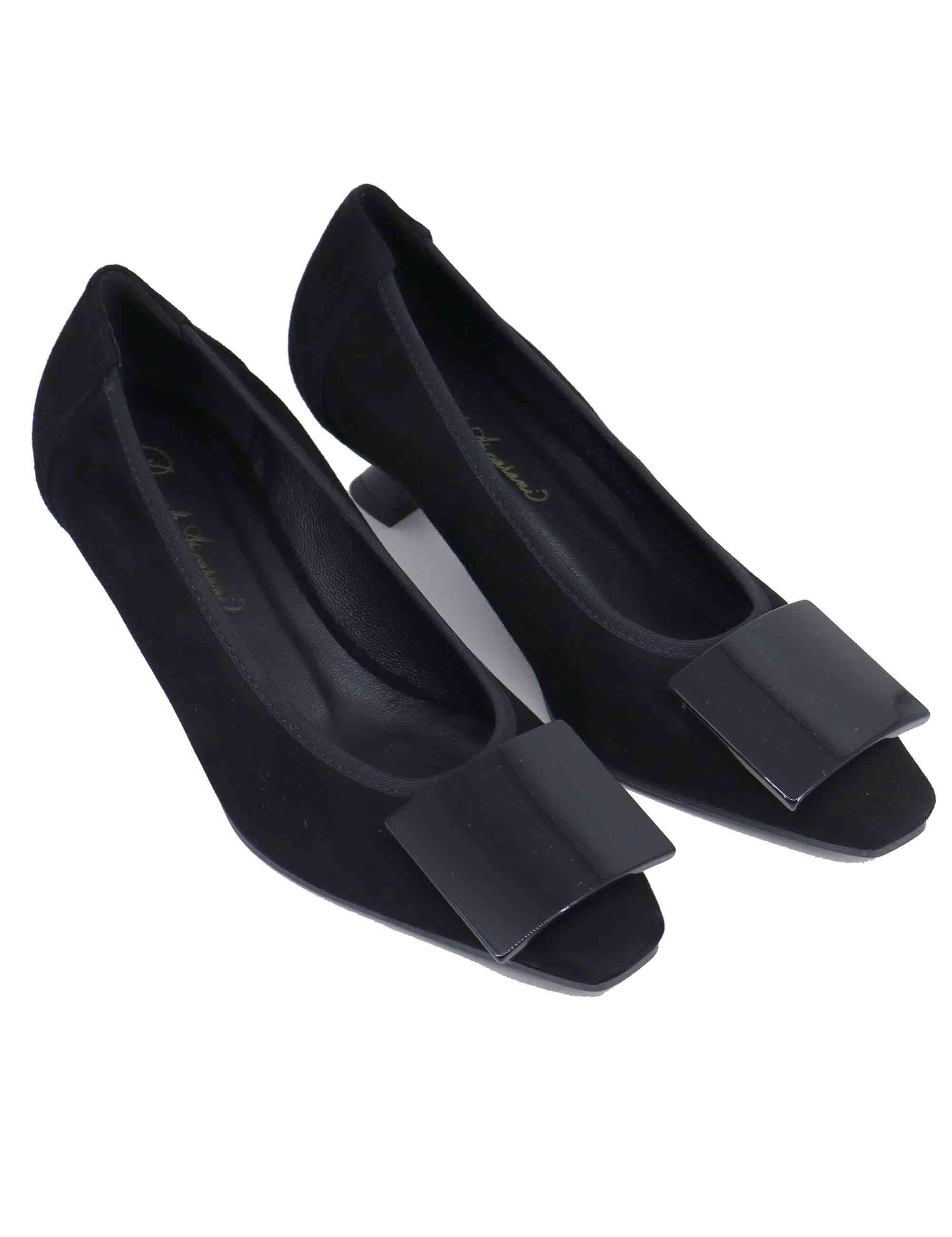 Decollete donna in camoscio nero con fibbia in tinta CUCU 001 Daniele Ancarani 