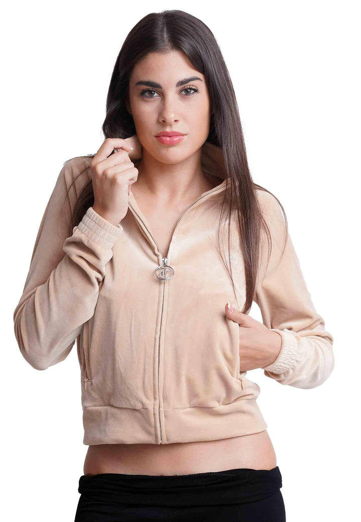 Felpa donna Diamond in velluto beige con strass VEJH70052WPF J64 Juicy Couture 