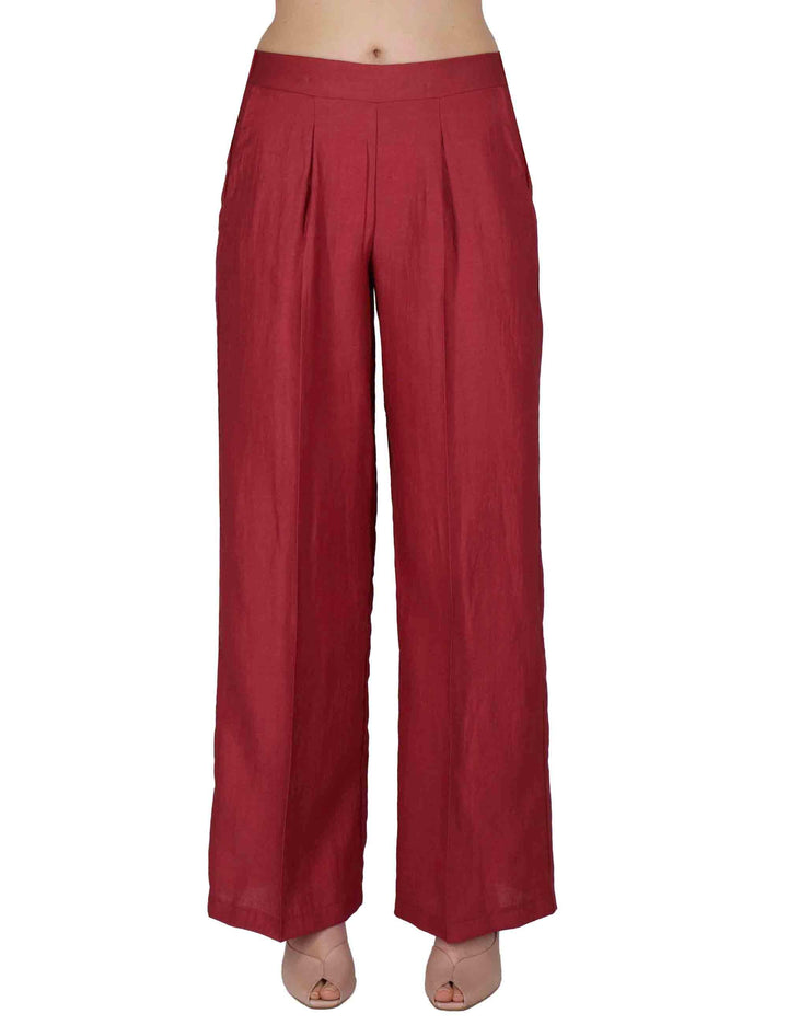 Pantaloni donna Elastic Waist Trousers in lino bordeaux con elastico in vita JABPN0001-F1369-1254 4235 Justmine 