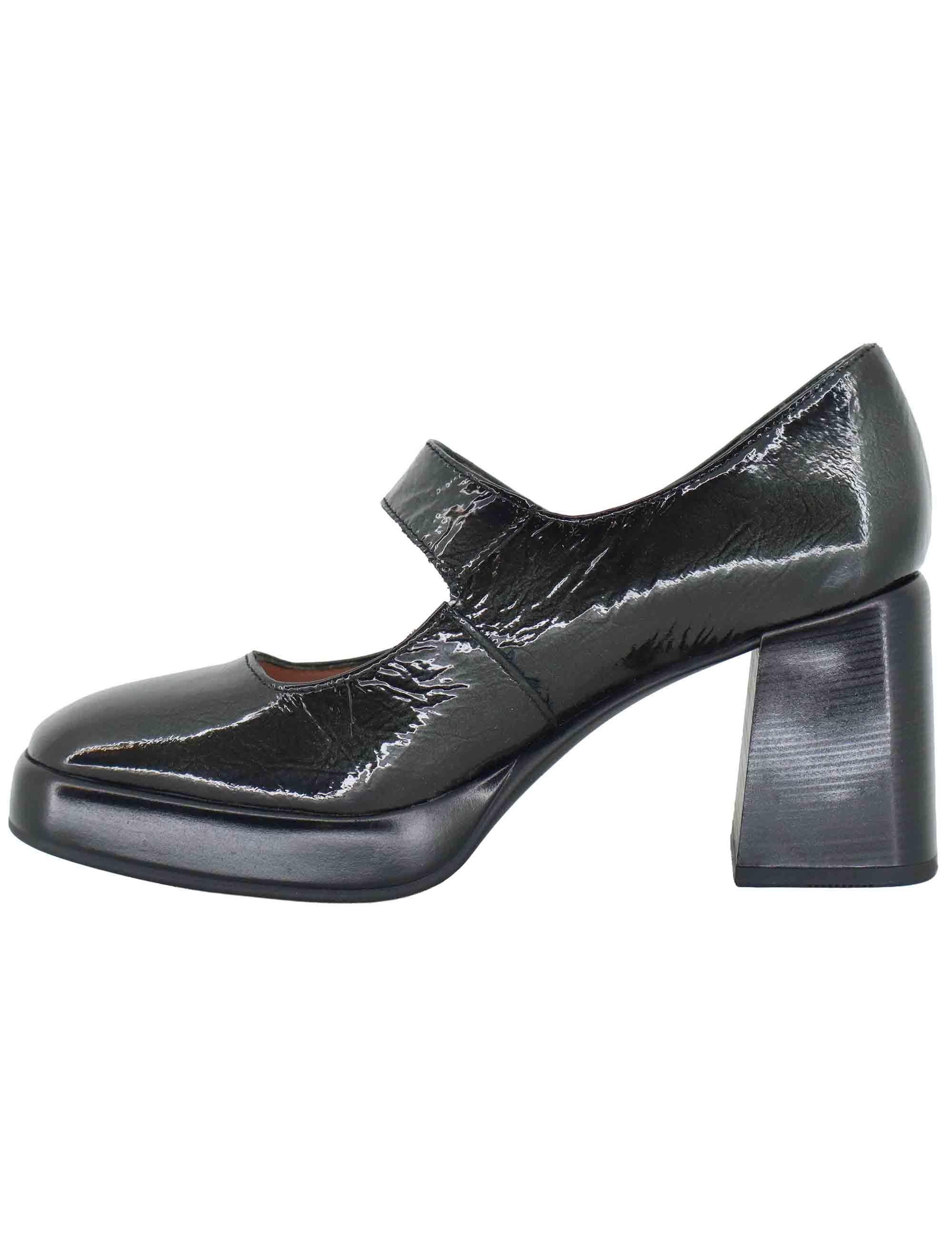 Decollete donna in pelle grigia con cinturino e tacco alto HI254305 C001 Hispanitas 