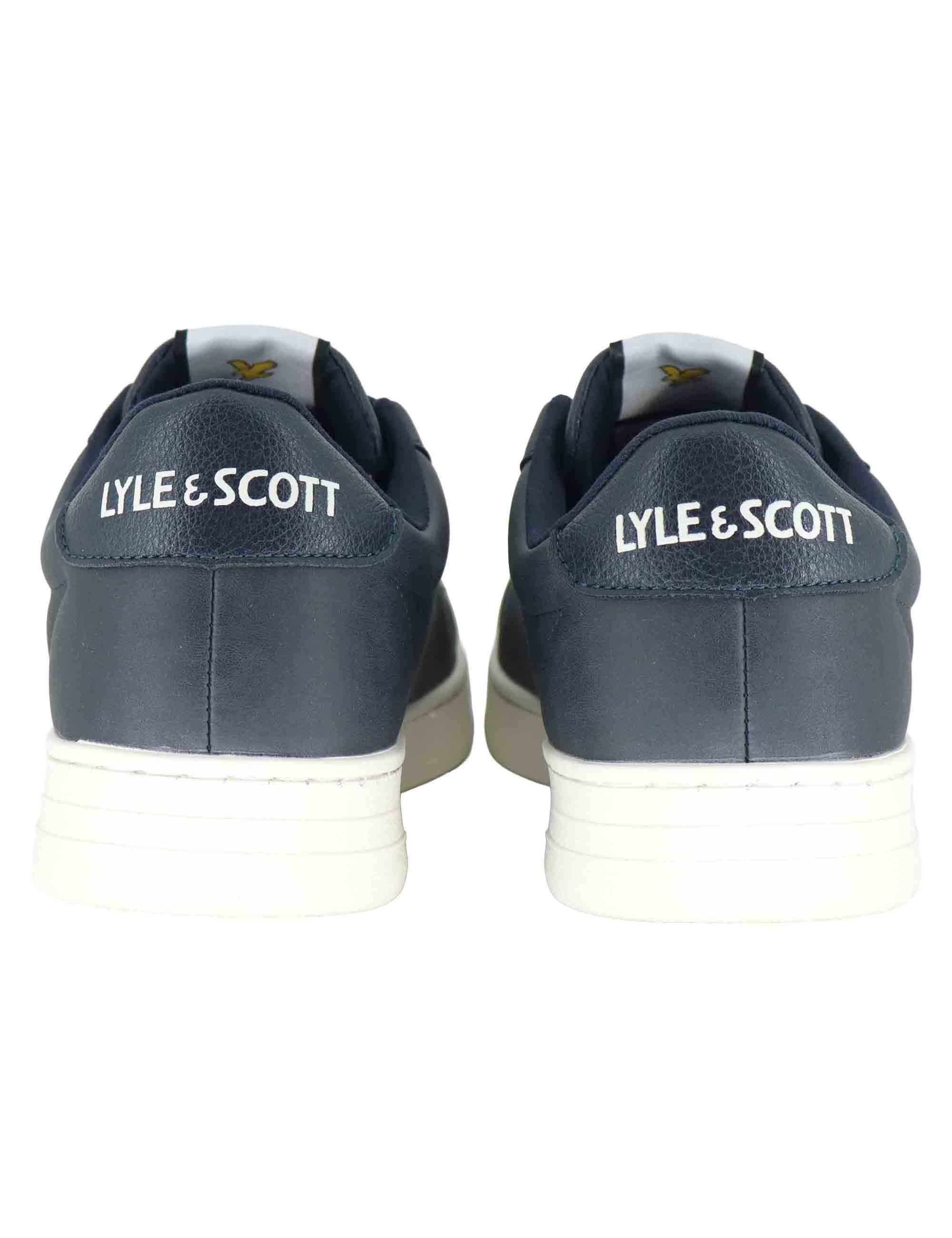 Sneakers uomo in pelle blu con riporti in contrasto e logo laterale KALEB004 116 Lyle & Scott 