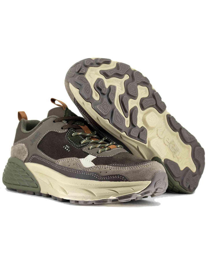 Sneakers uomo Groove in pelle e camoscio marrone con suola alta JM52070A 030 Jeep 