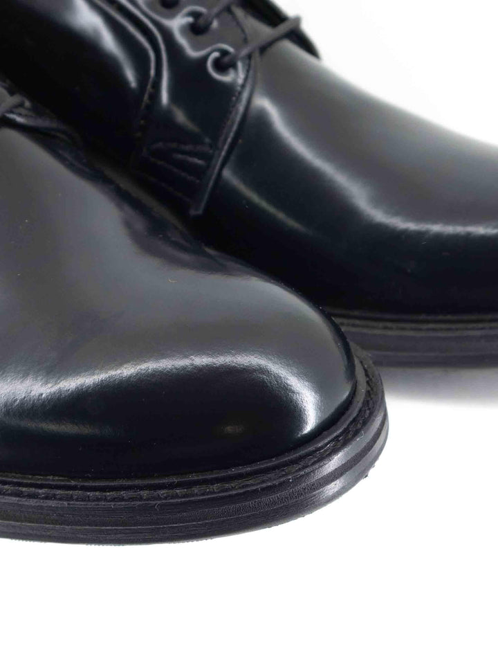 Stringate uomo in pelle nera con suola in cuoio e gomma cucita SP11401 001 Spatarella 