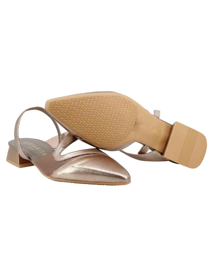 Decollete slingback donna in pelle bronzo tacco basso HV243405 C014 Hispanitas 