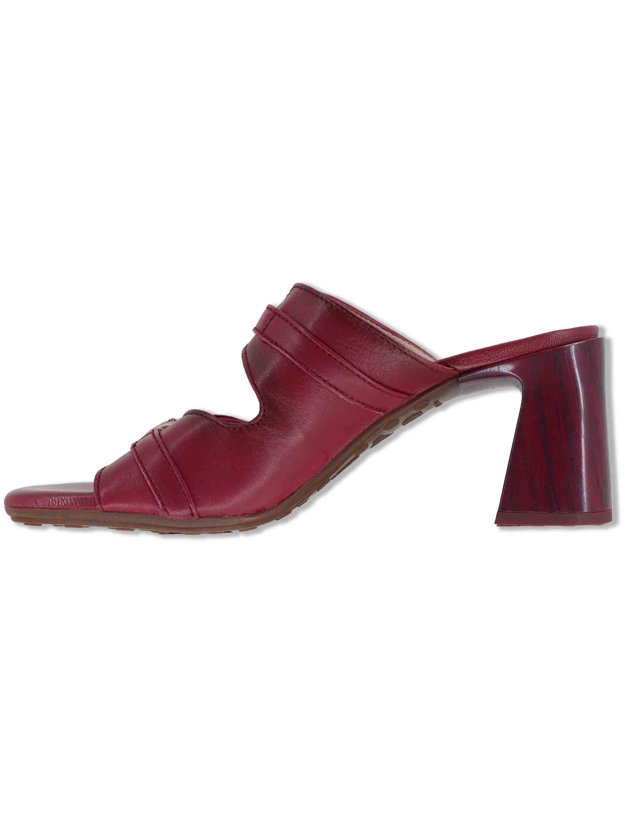 Sandali donna in pelle bordeaux con doppia fascia e tacco alto HV264803 CEREZA Hispanitas 