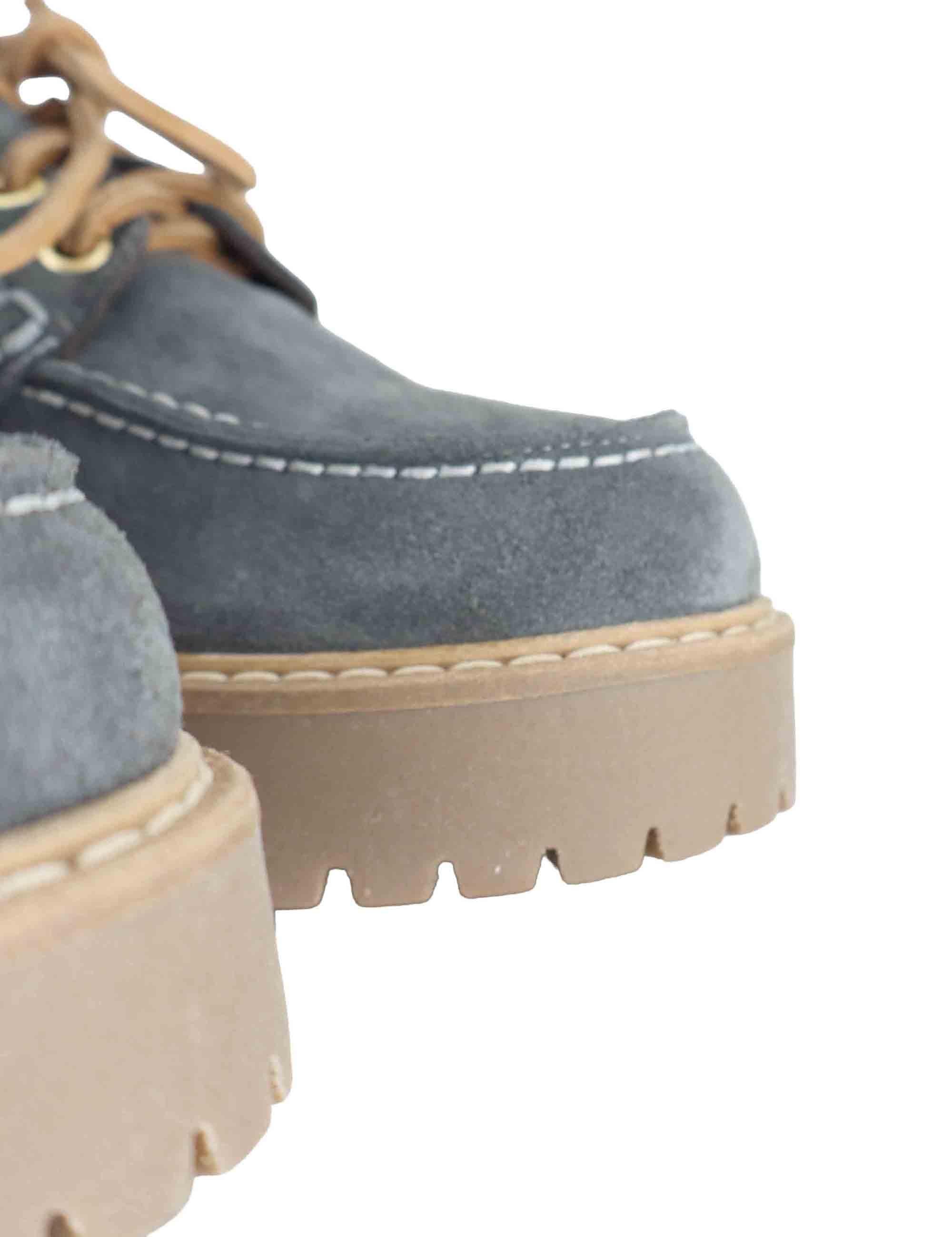 Stringate donna in crosta grigia con suola carrarmato SP20 015 Spatarella 