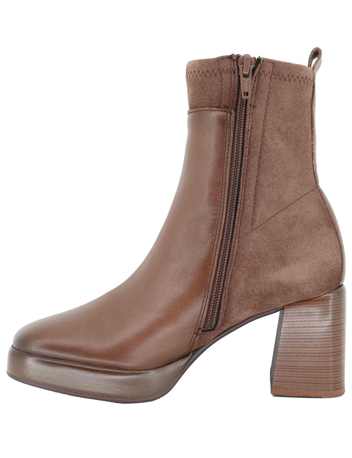 Stivaletti donna in pelle marrone con tacco alto e plateau HI254228 C005 Hispanitas 