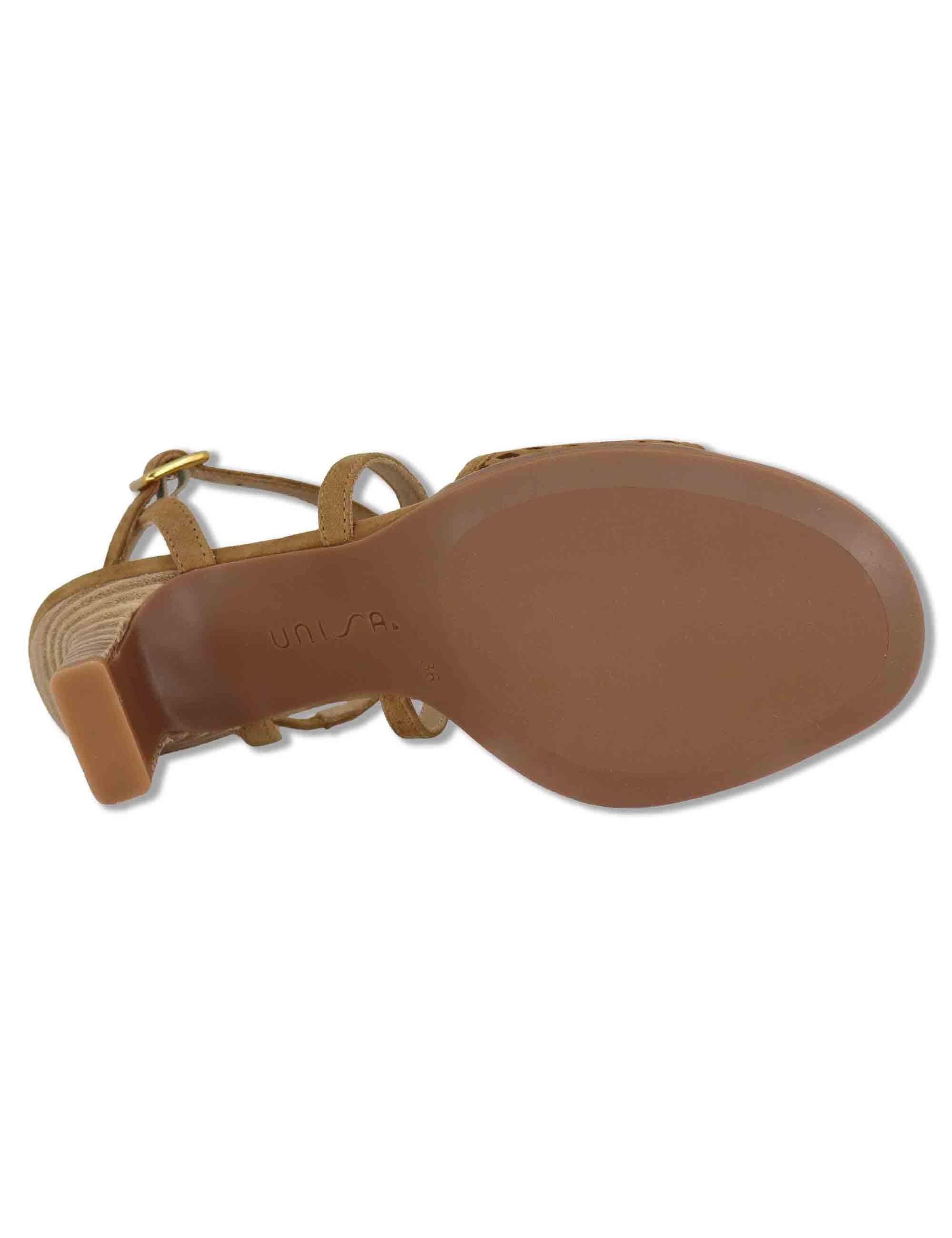 Sandali donna in camoscio cuoio forato con cinturuni alla caviglia LIMOSI KS MISTRAL Unisa 