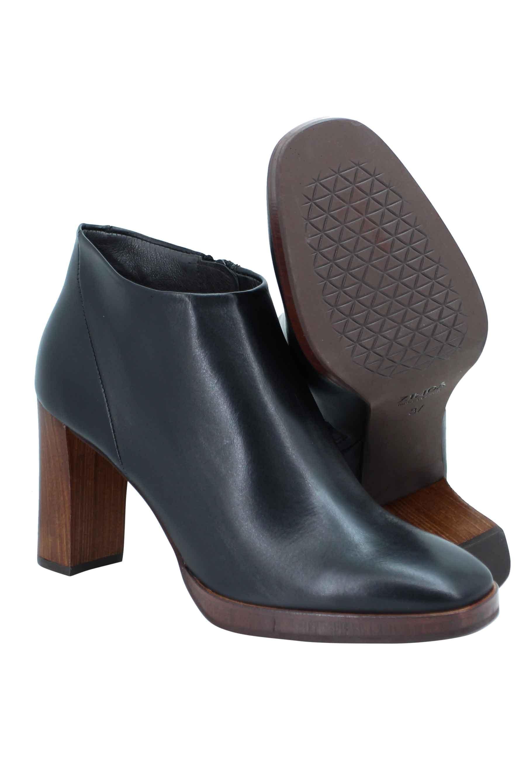 Stivaletti ankle boot donna in pelle nera tacco alto e plateau 2023 001 Zinda 