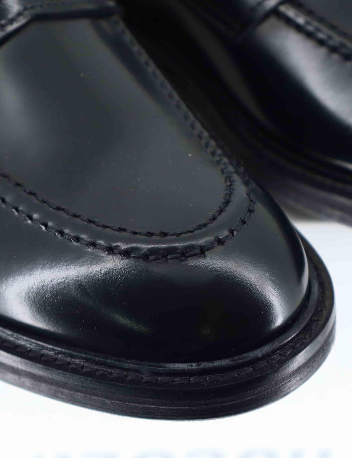 Mocassini uomo in pelle nera con suola in cuoio e gomma cucita SP10401 001 Spatarella 