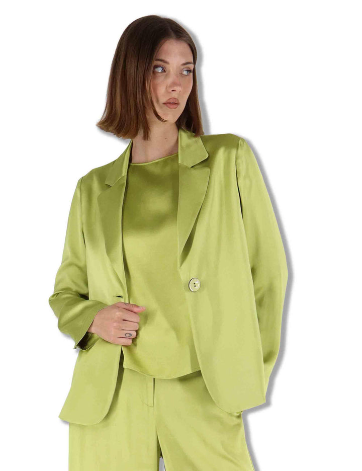 Giacche donna Shiny in cady verde monopetto JD648250631 60109 Maliparmi 