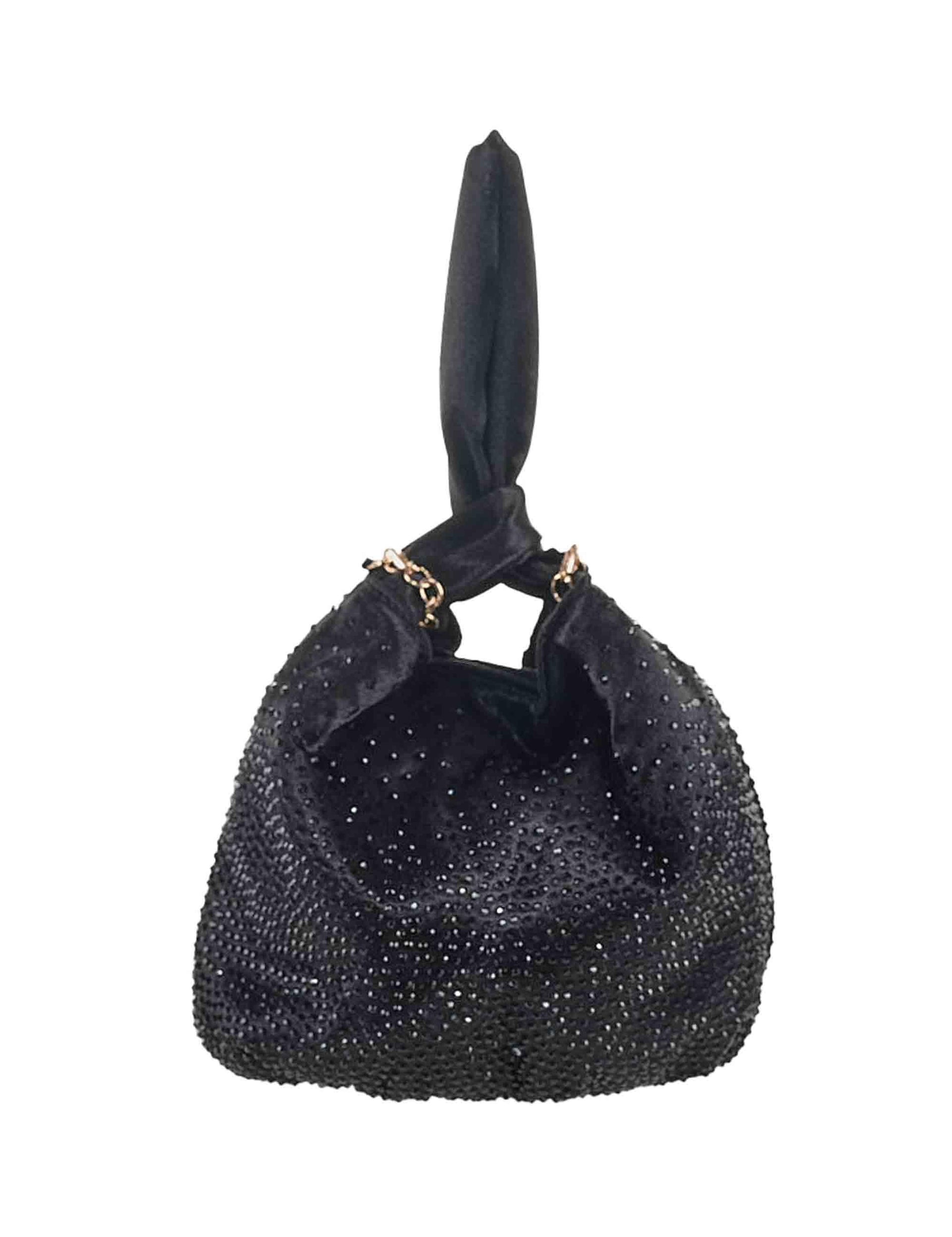 Borse donna in tessuto nero con strass in tinta ACD022 NERO Anna Cecere 