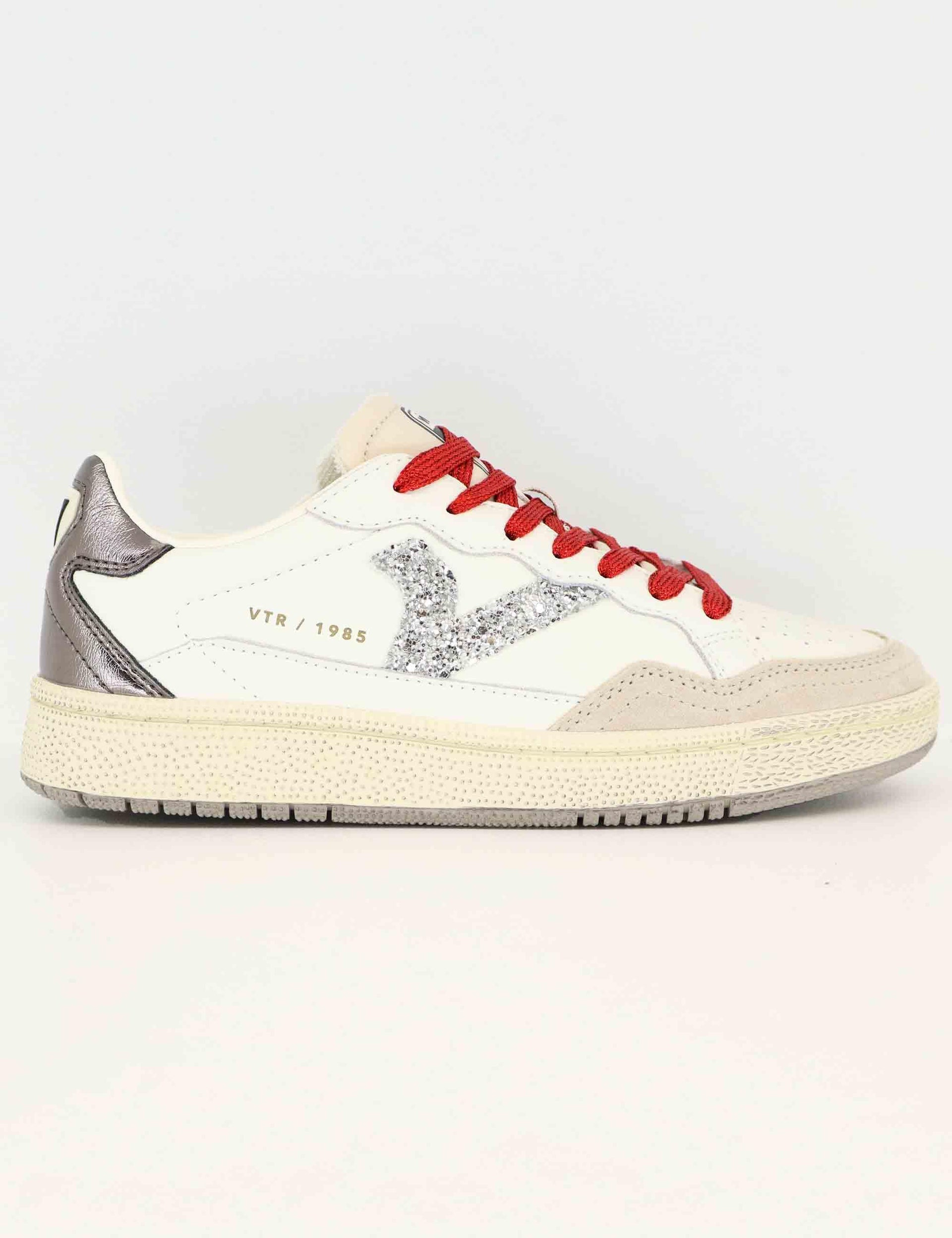 Sneakers donna in pelle bianca e glitter 8806103 Blanco Victoria 