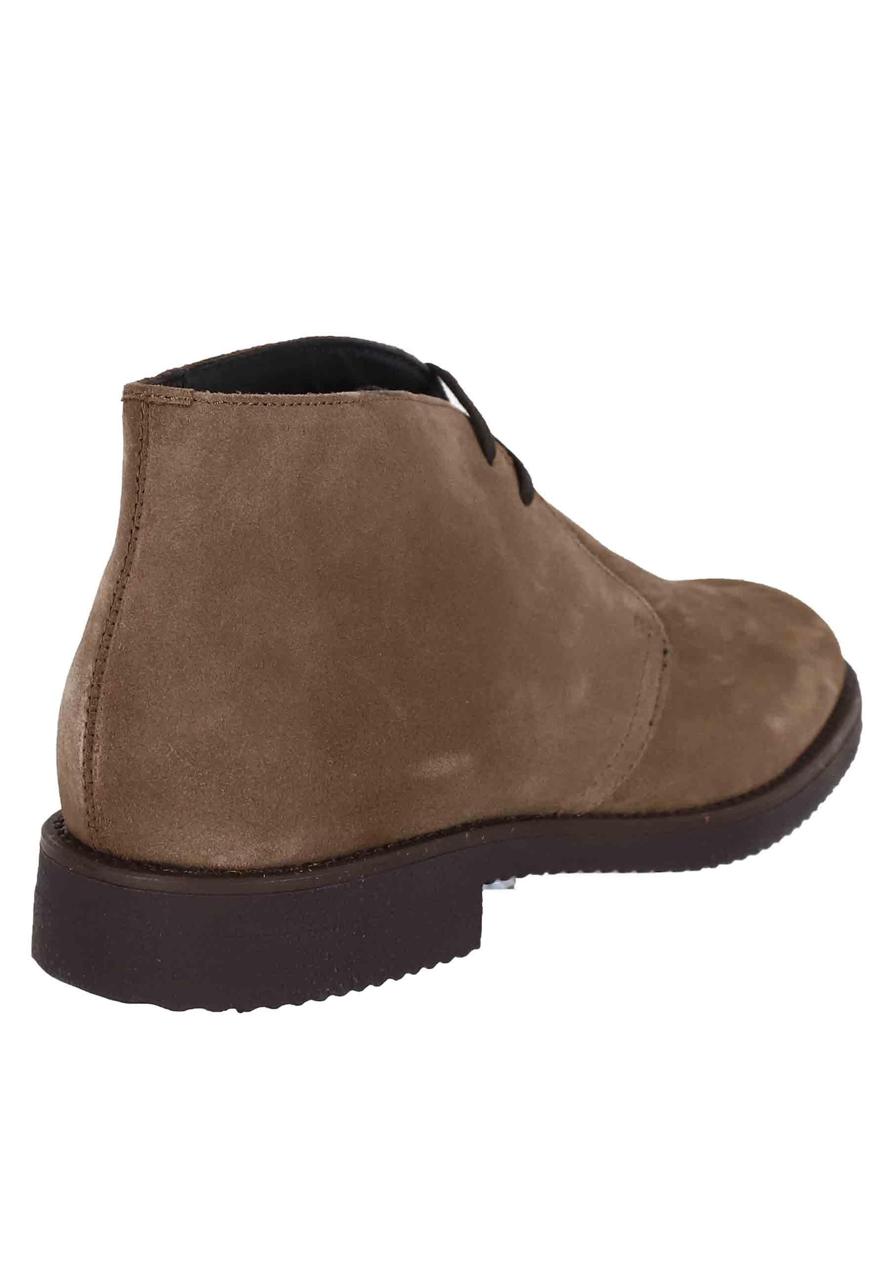 Polacchine uomo in camoscio taupe con suola in para 17671-W-U46 012 Antica Cuoieria 