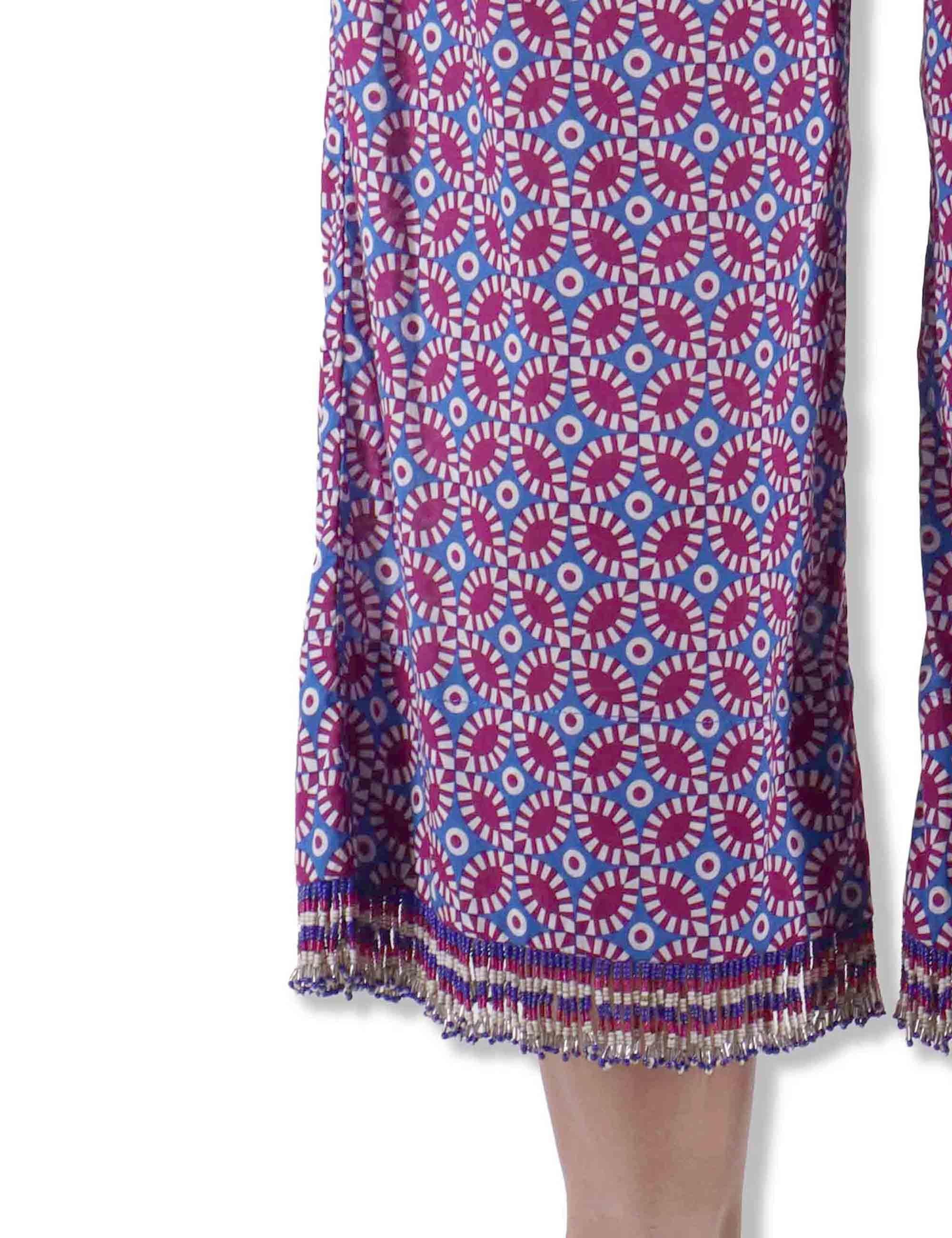 Pantaloni donna Floral Spin in cotone stampato a fantasia blu JH805815215 D8089 Maliparmi 