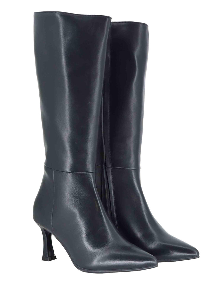 Stivali donna in pelle nera con tacco alto e punta a punta OSCAR 1 001 Tattoo 