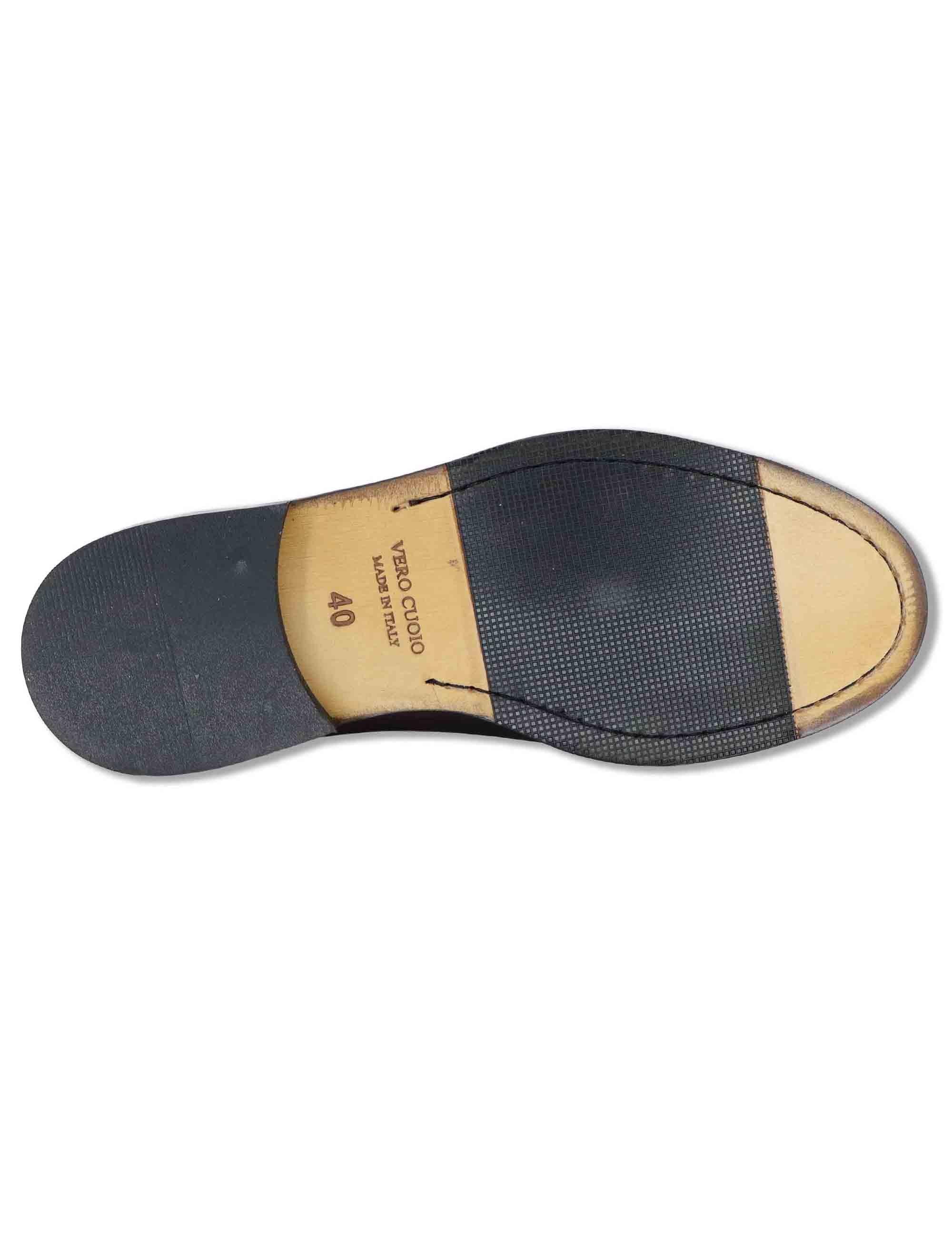 Stringate uomo in pelle marrone con suola in cuoio e gomma cucita SPDU603 014 Spatarella 