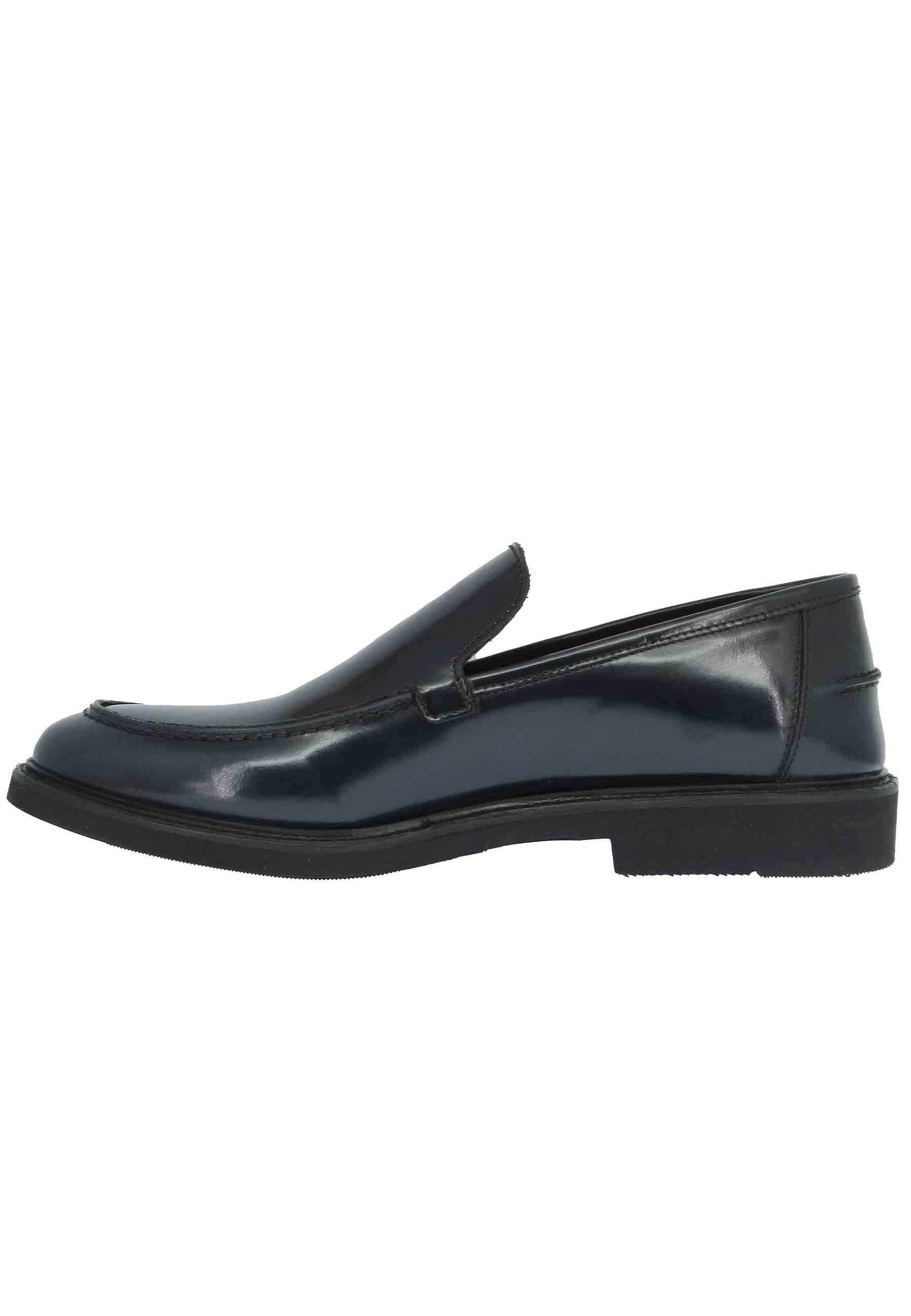 Mocassini uomo in pelle blu lucida con suola in gomma ultra light AWARD 5 L002 Rogal's 