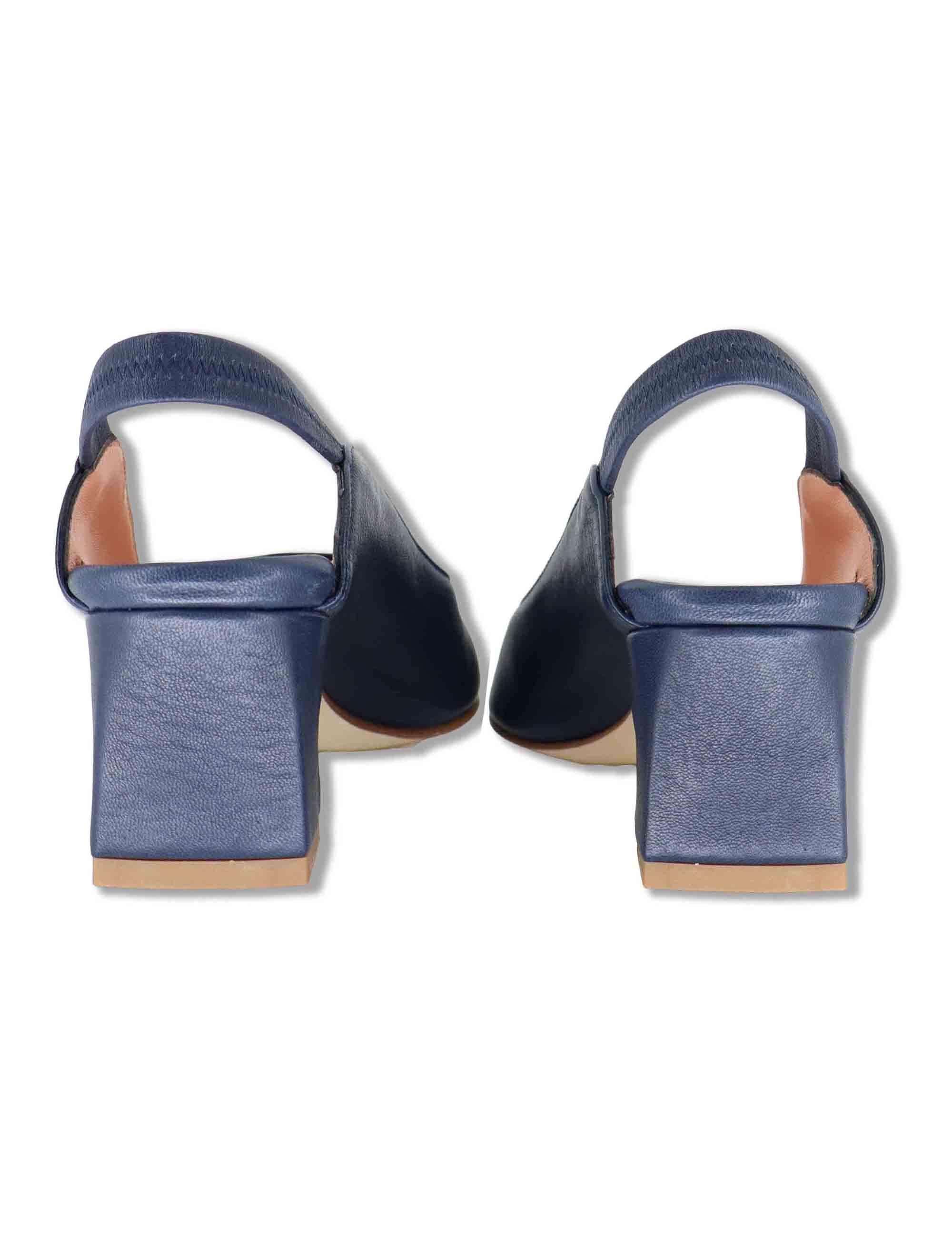 Décolletés slingback donna in pelle blu con cinturino elastico e tacco 5 cm SP2047 002 Spatarella 