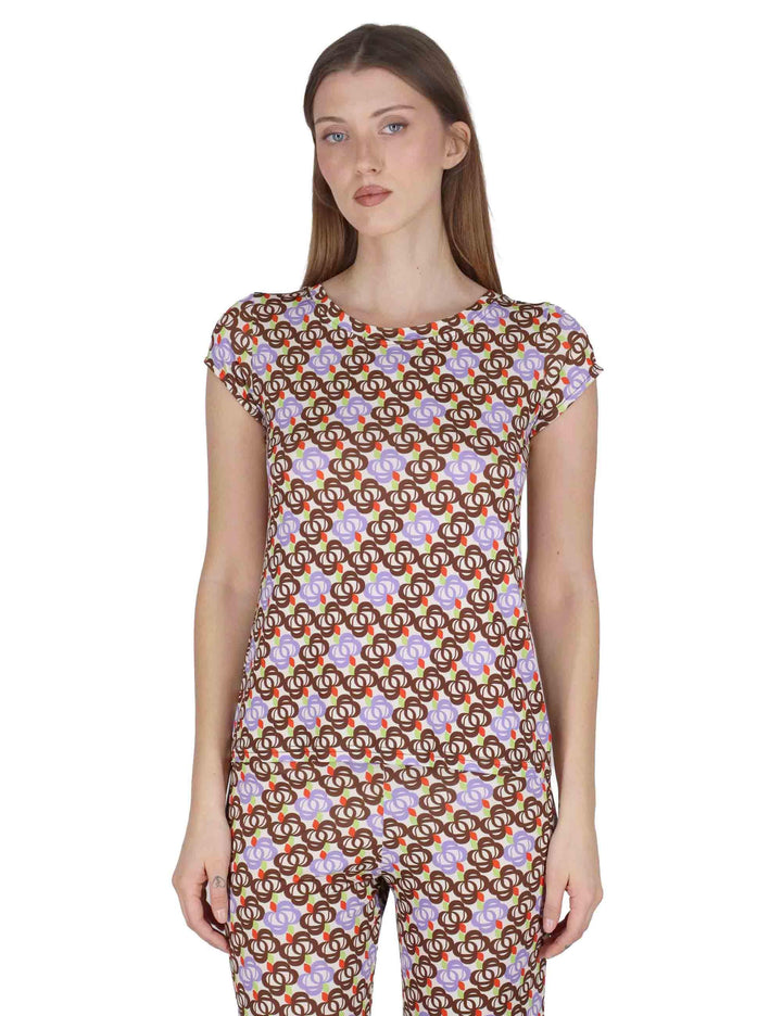 T-Shirt donna Basic in jersey off white stretch a fantasia JFATS0001-E2818-1246 85 Justmine 