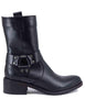 Bottines en cuir noir pour femme avec bracelet de cheville, modèle SP102 001.