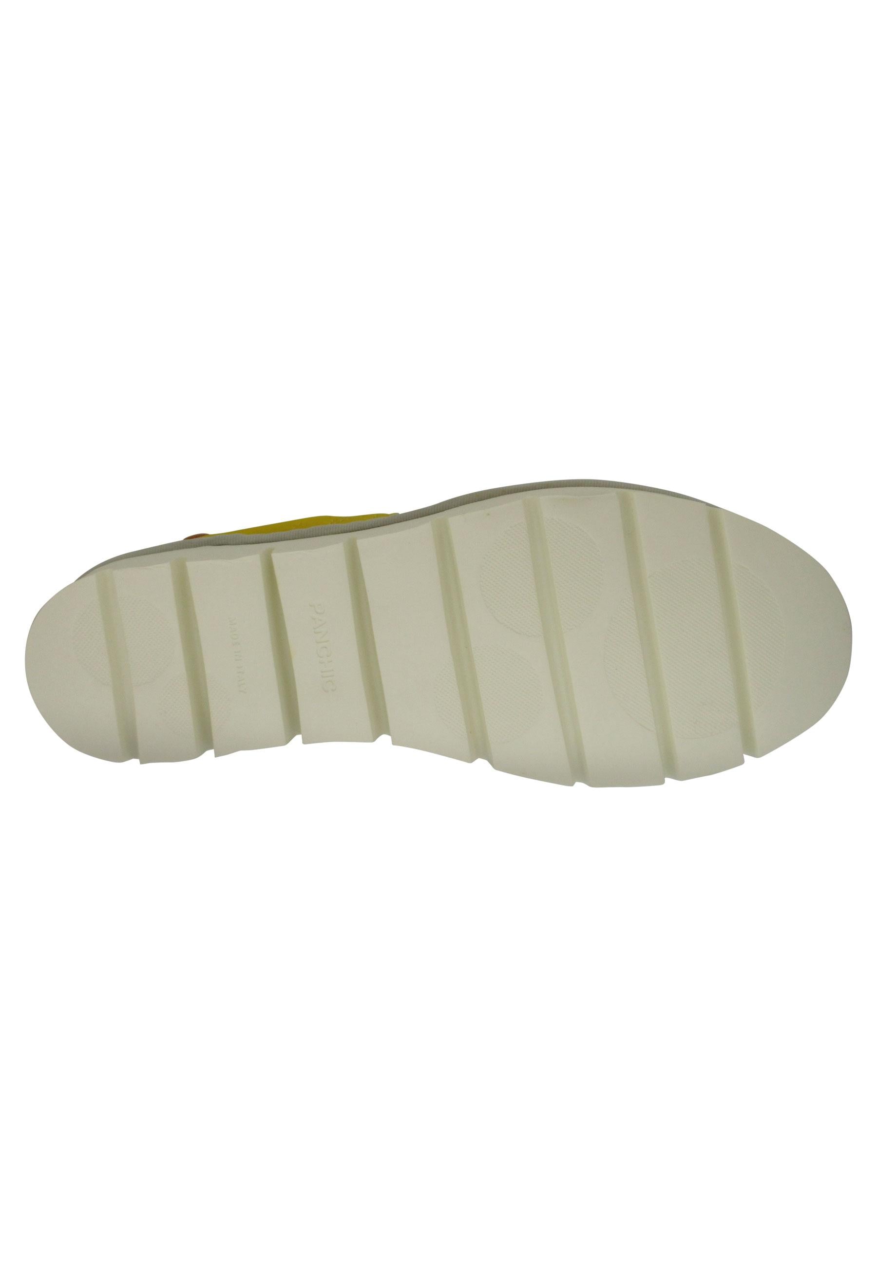 Sneakers donna in tessuto e camoscio giallo con suola zeppa P05 007 Panchic 