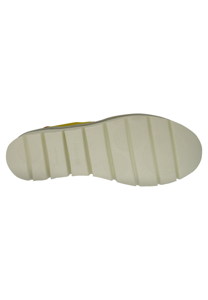 Sneakers donna in tessuto e camoscio giallo con suola zeppa P05 007 Panchic 