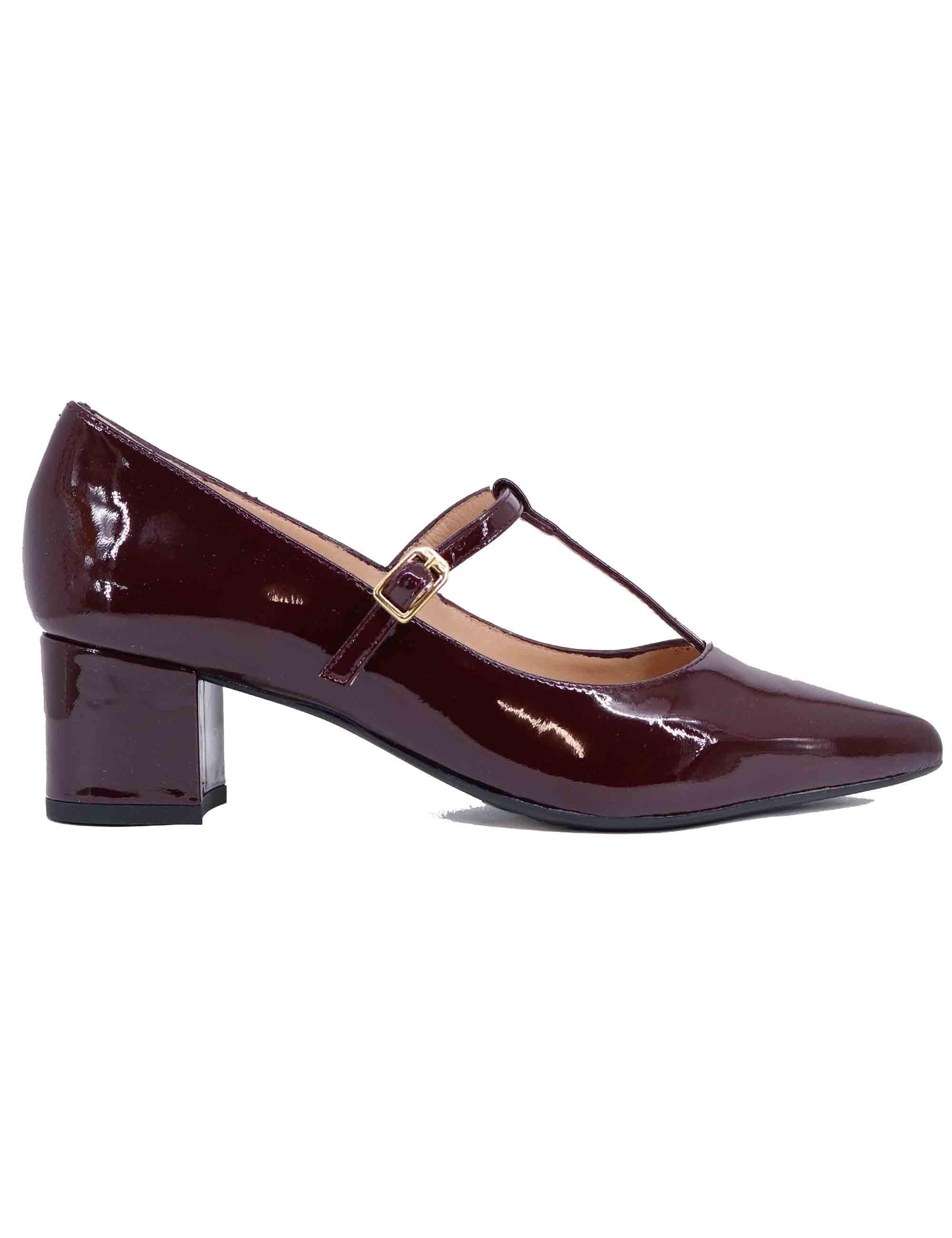 Mery Jane donna in vernice bordeaux con punta a punta JEZER PA BURDEOS PATENT Unisa 