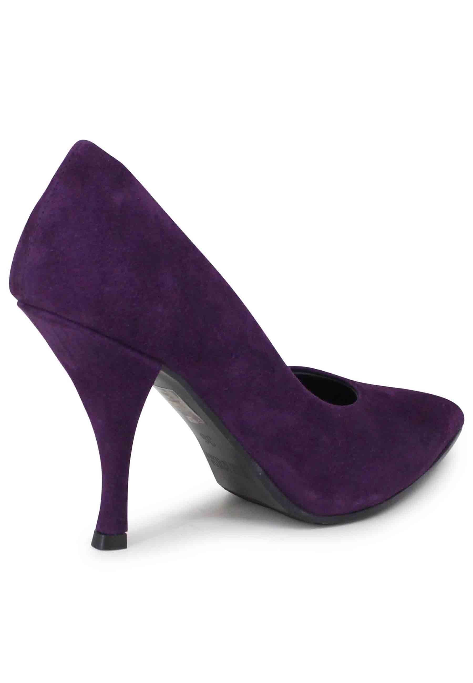 Decollete donna in camoscio viola tacco alto SP732 037 Spatarella 