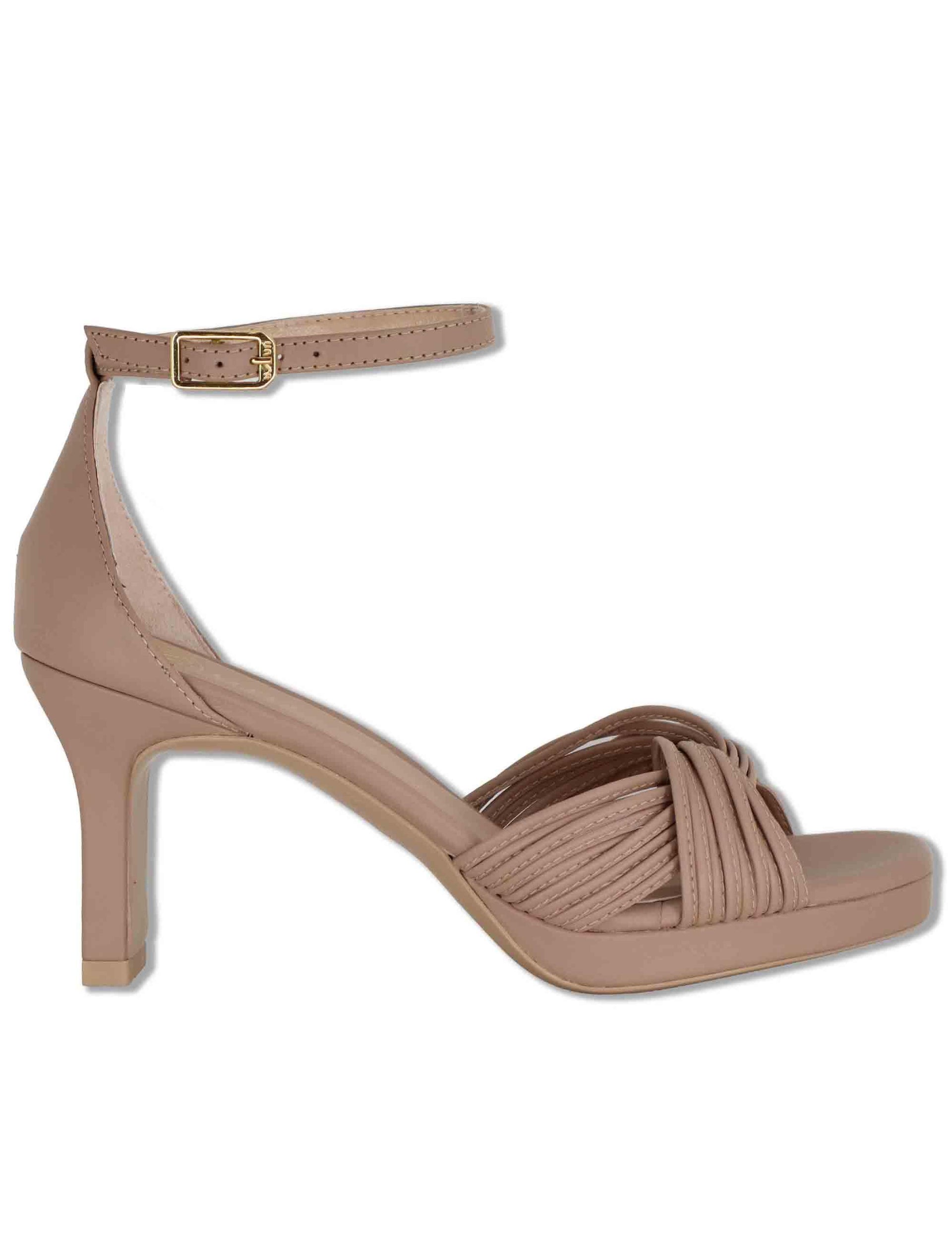 Sandali donna in pelle PRALINE con tacco alto e cinturino alla caviglia SELENA NTO PRALINE Unisa 