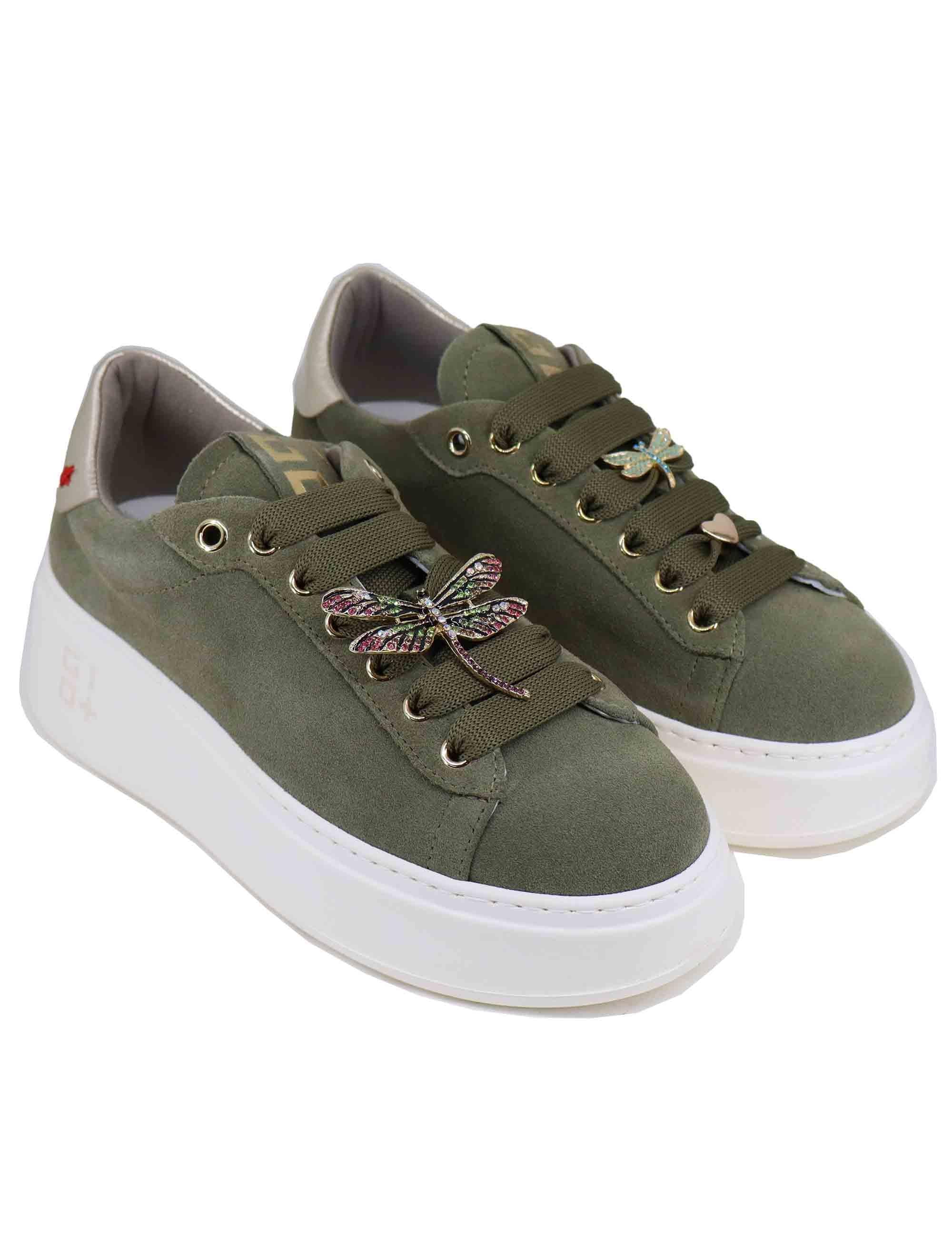 Sneakers donna in camoscio verde PIA 232A Gio + 