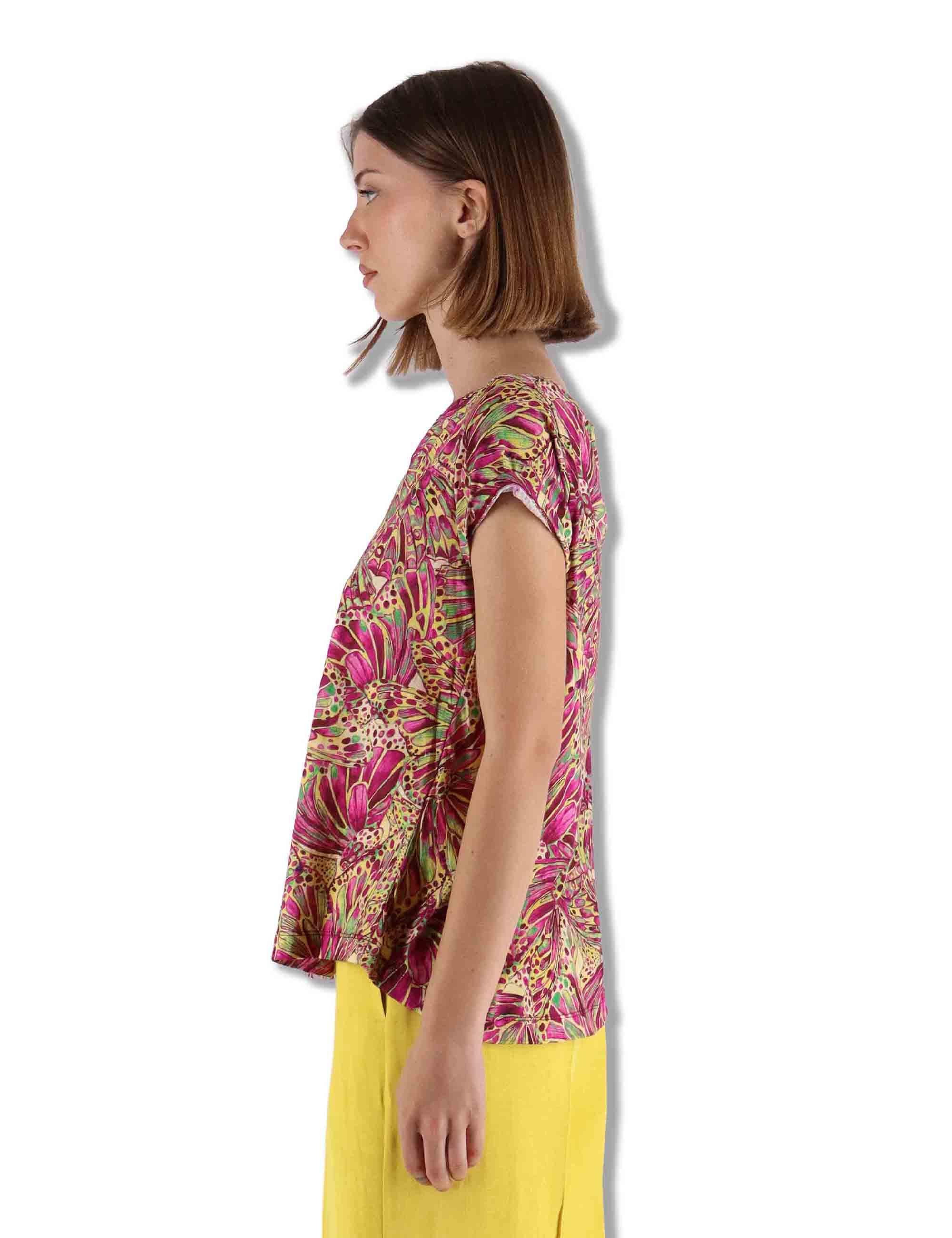 T-Sshirt donna Summer Nomade Prints in cotone giallo a fantasia JK029570673 B7008 Maliparmi 