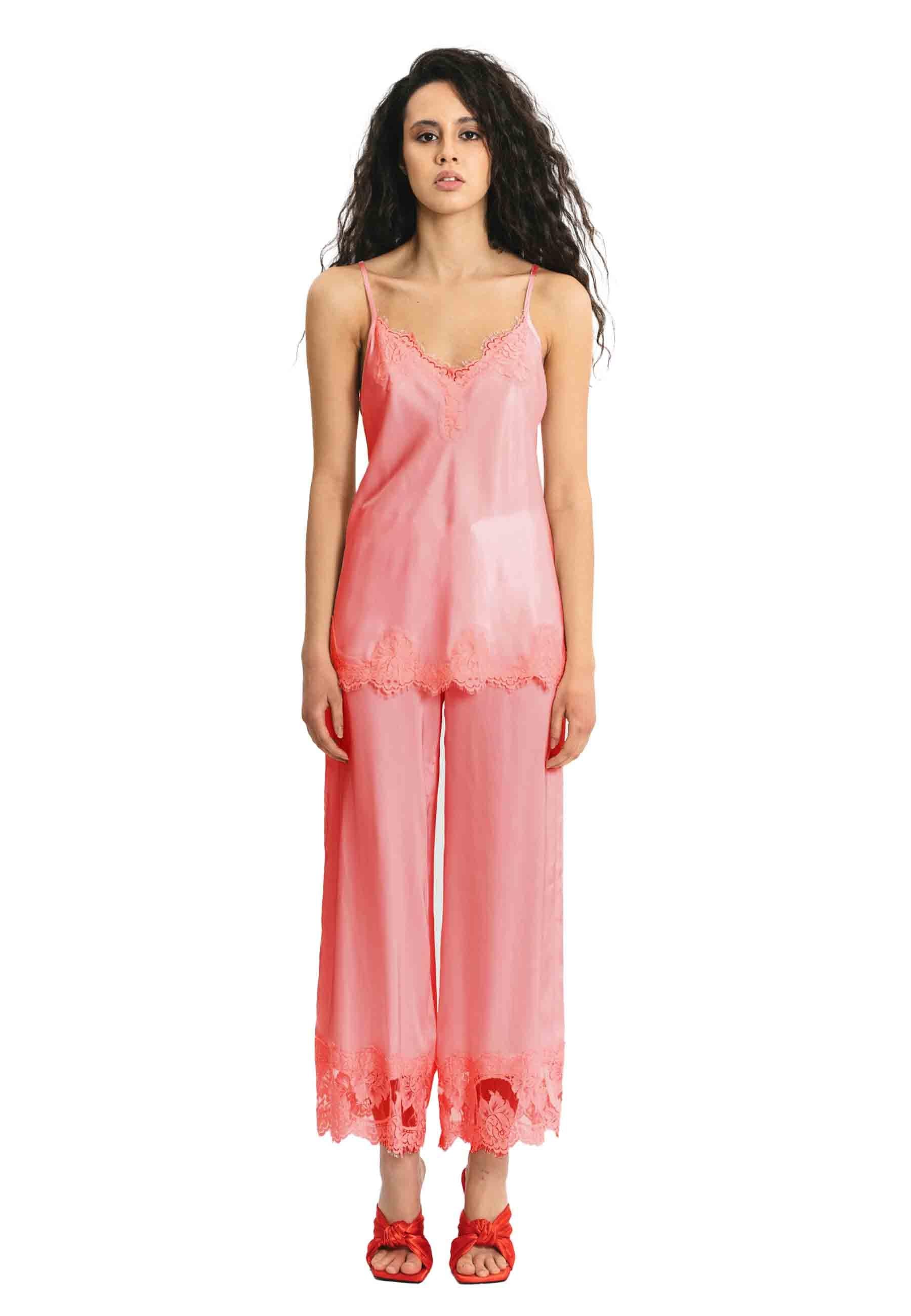 Top donna con pizzo in salmone tono su tono 11200 35 Pink Memories 