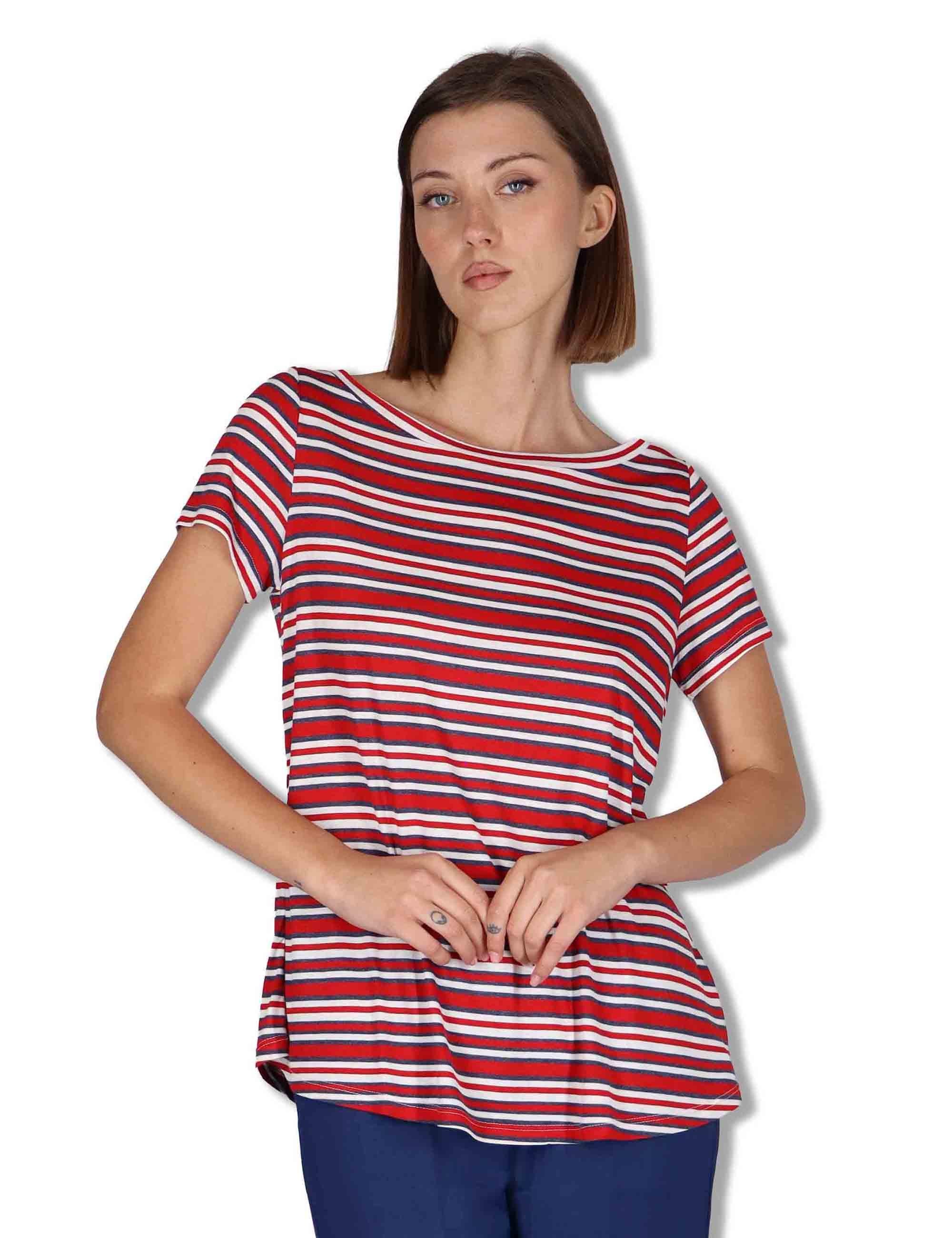 T-Shirt donna Summer Stripes in viscosa naturale azzurra JK028170676 82B30 Maliparmi 