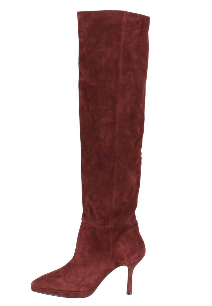 Stivali donna in camoscio marrone con tacco e plateau ST1175/PLT 21 L'Arianna 